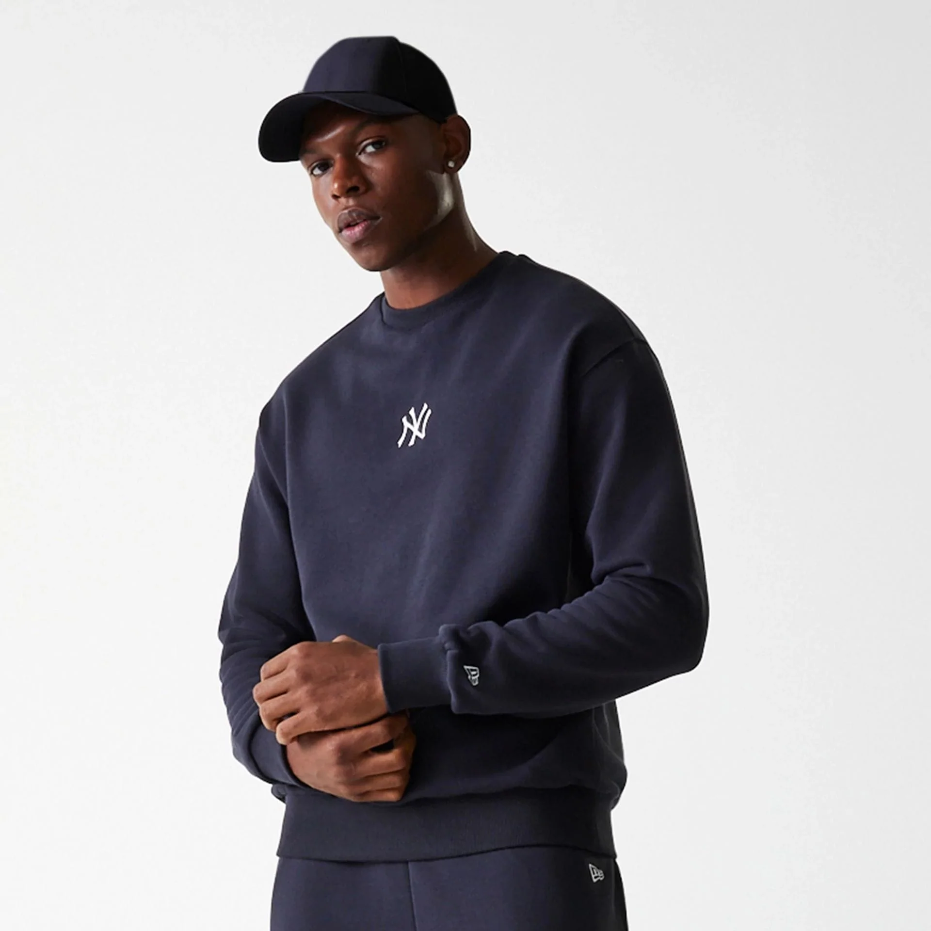New York Yankees MLB League Essential French Terry Navy Crew Neck Sweater - Image 3