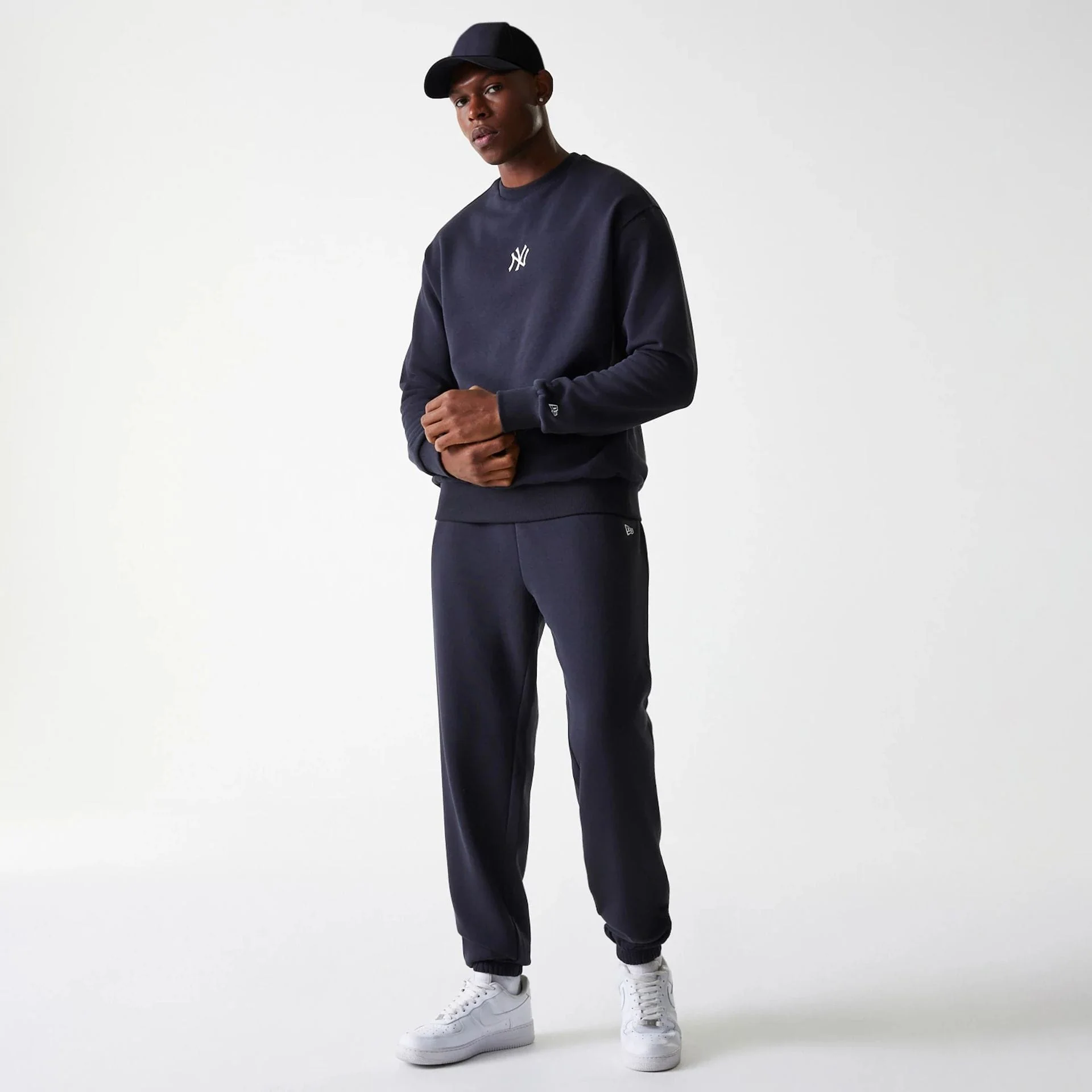 New York Yankees MLB League Essential French Terry Navy Crew Neck Sweater - Image 8