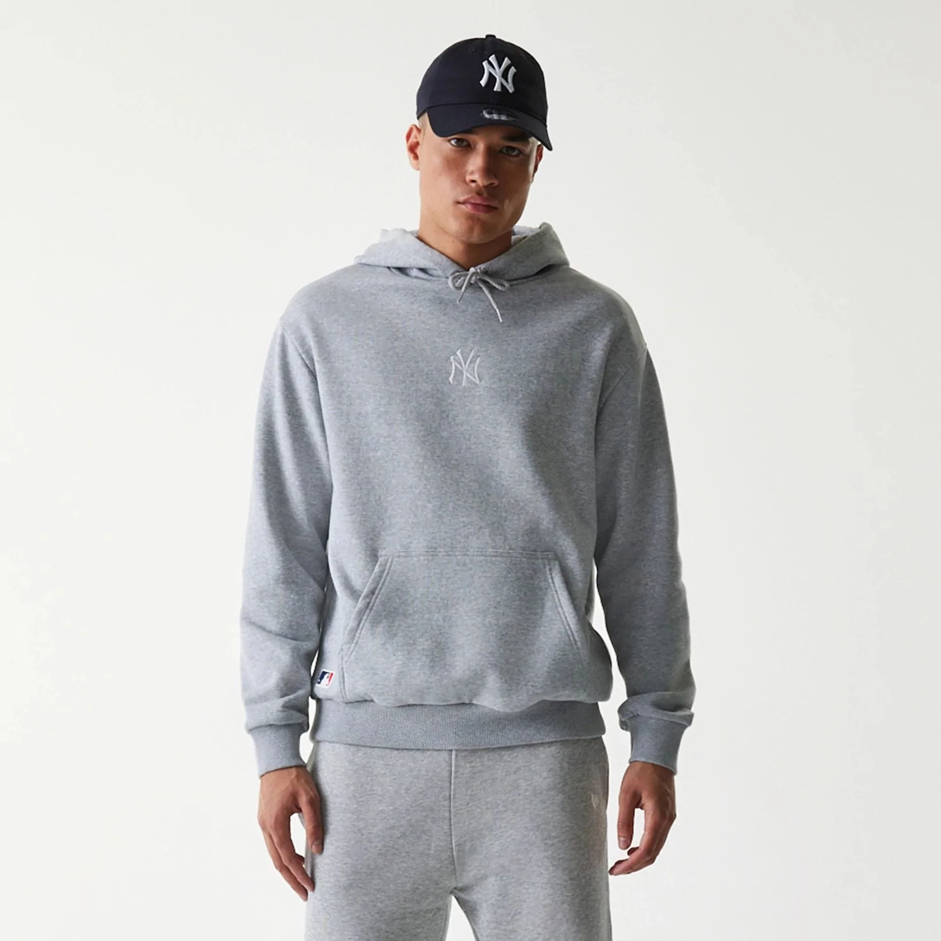 New York Yankees MLB League Essential Grey Oversized Pullover Hoodie - Image 3