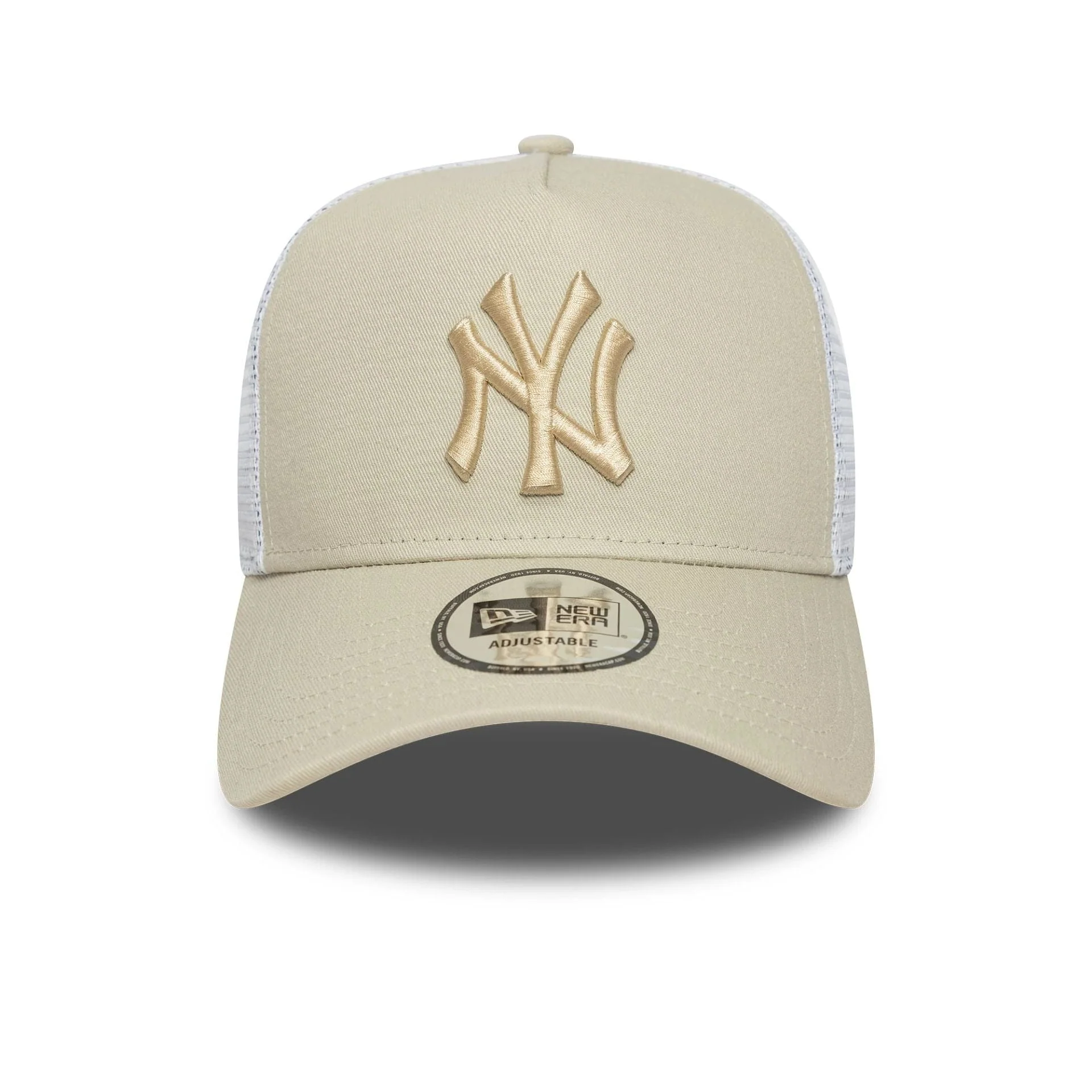 New York Yankees MLB League Essential Light Beige 9FORTY E-Frame Trucker Adjustable Cap - Image 2