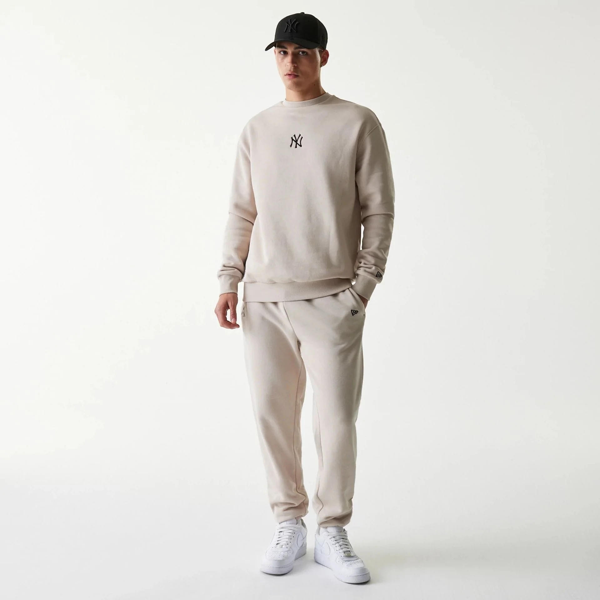 New York Yankees MLB League Essential Midi Cream Oversized Crew Neck Sweater - Image 8