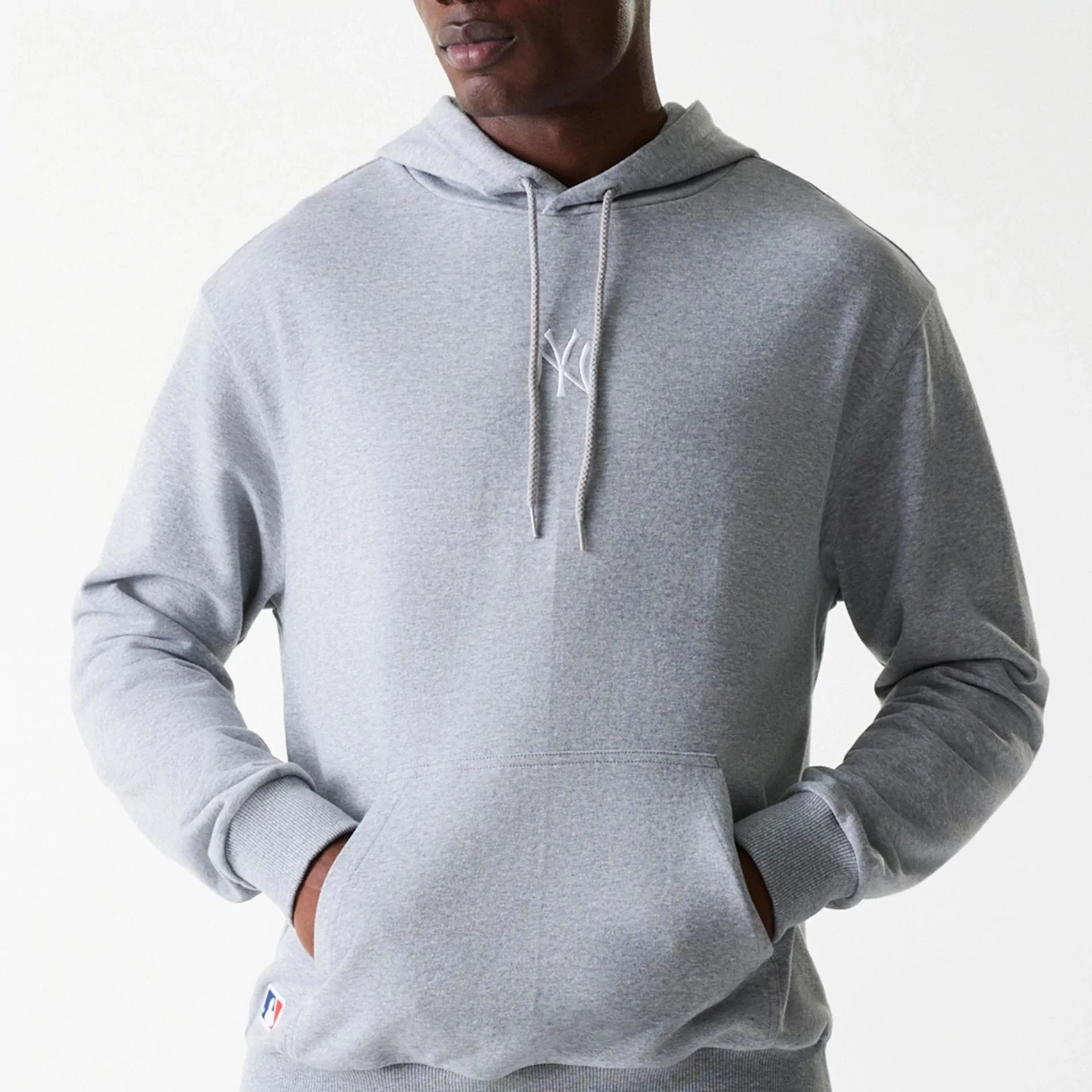 New York Yankees MLB League Essential Midi French Terry Grey Oversized Pullover Hoodie - Image 3