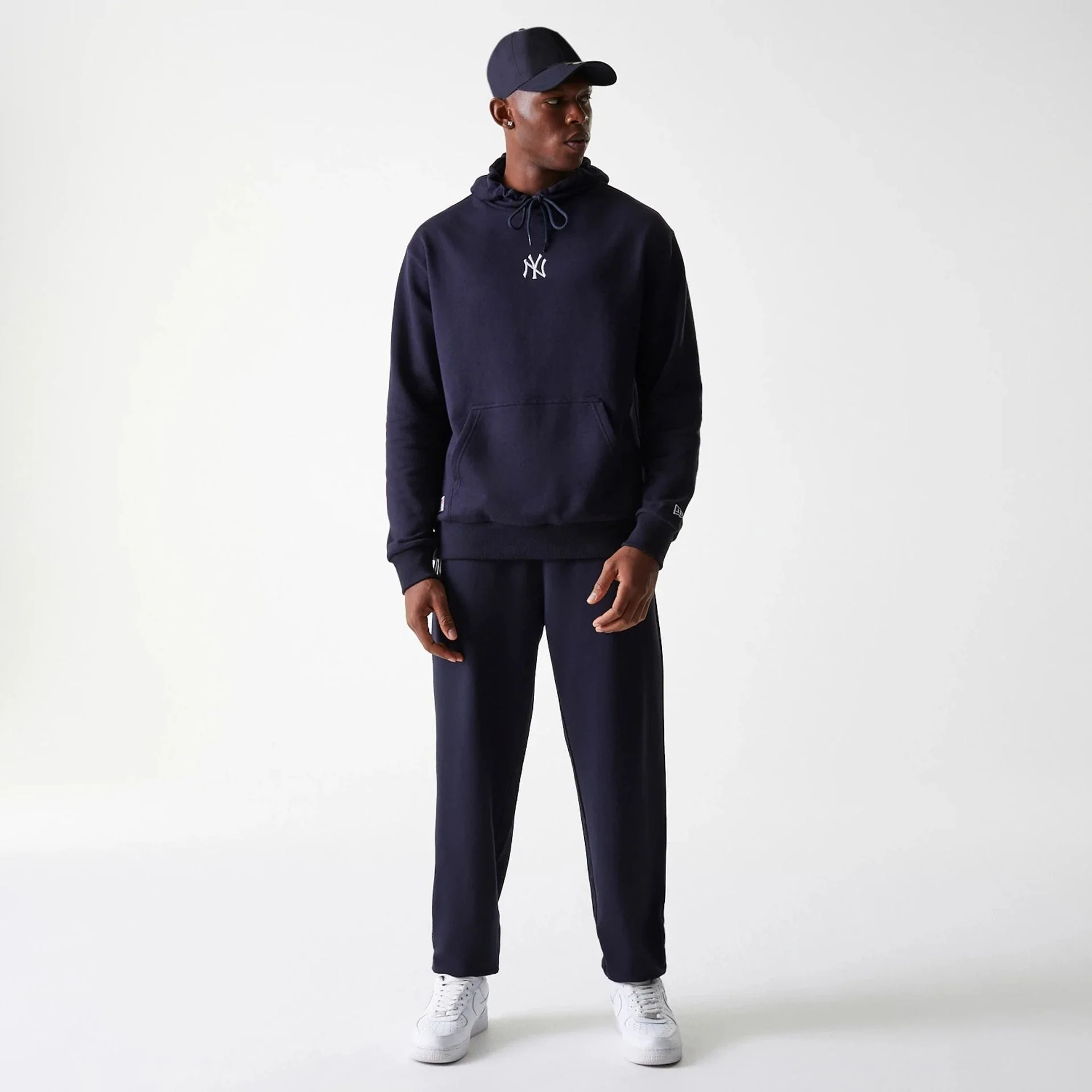 New York Yankees MLB League Essential Midi French Terry Navy Oversized Pullover Hoodie - Image 8