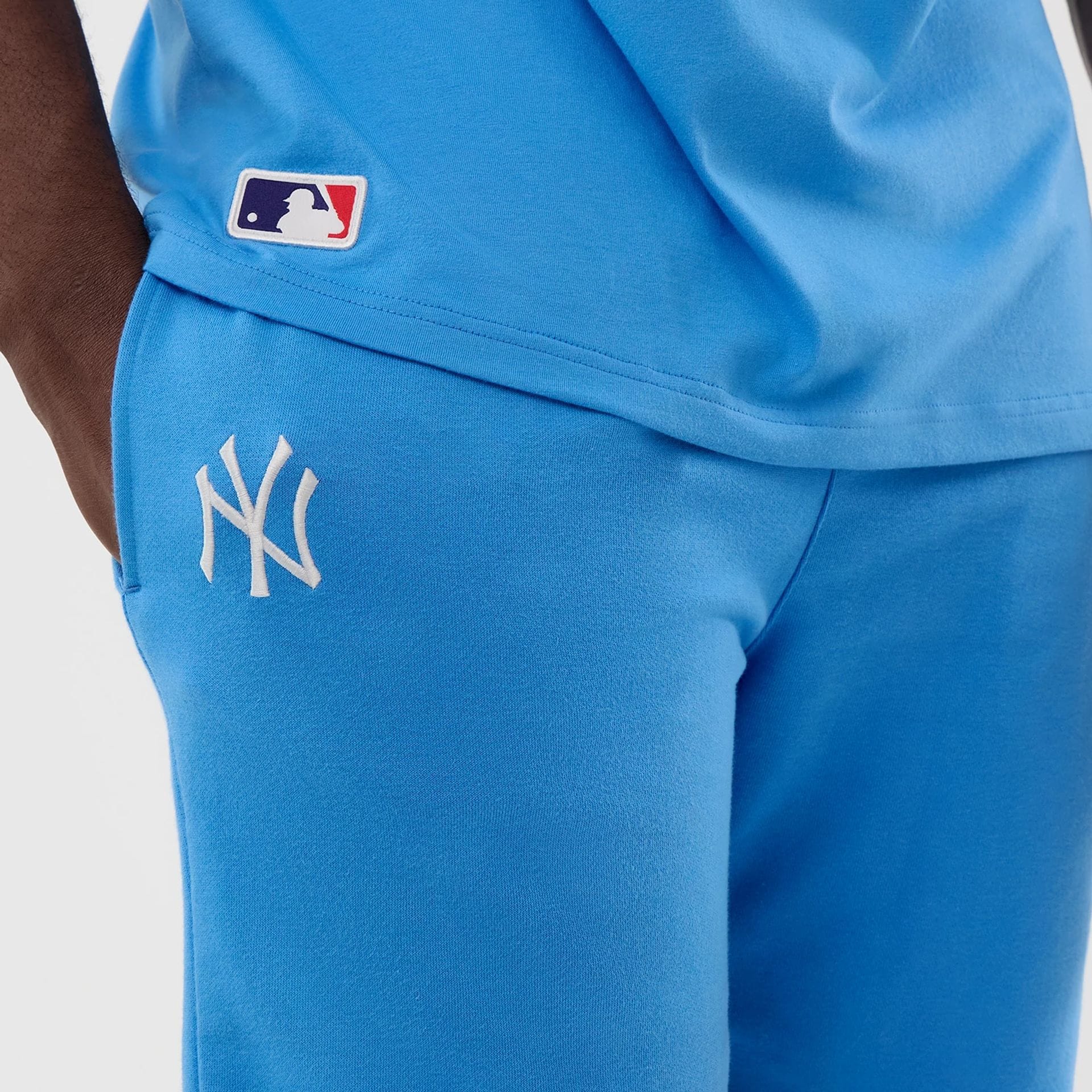 New York Yankees MLB League Essential Pastel Blue Shorts - Image 4