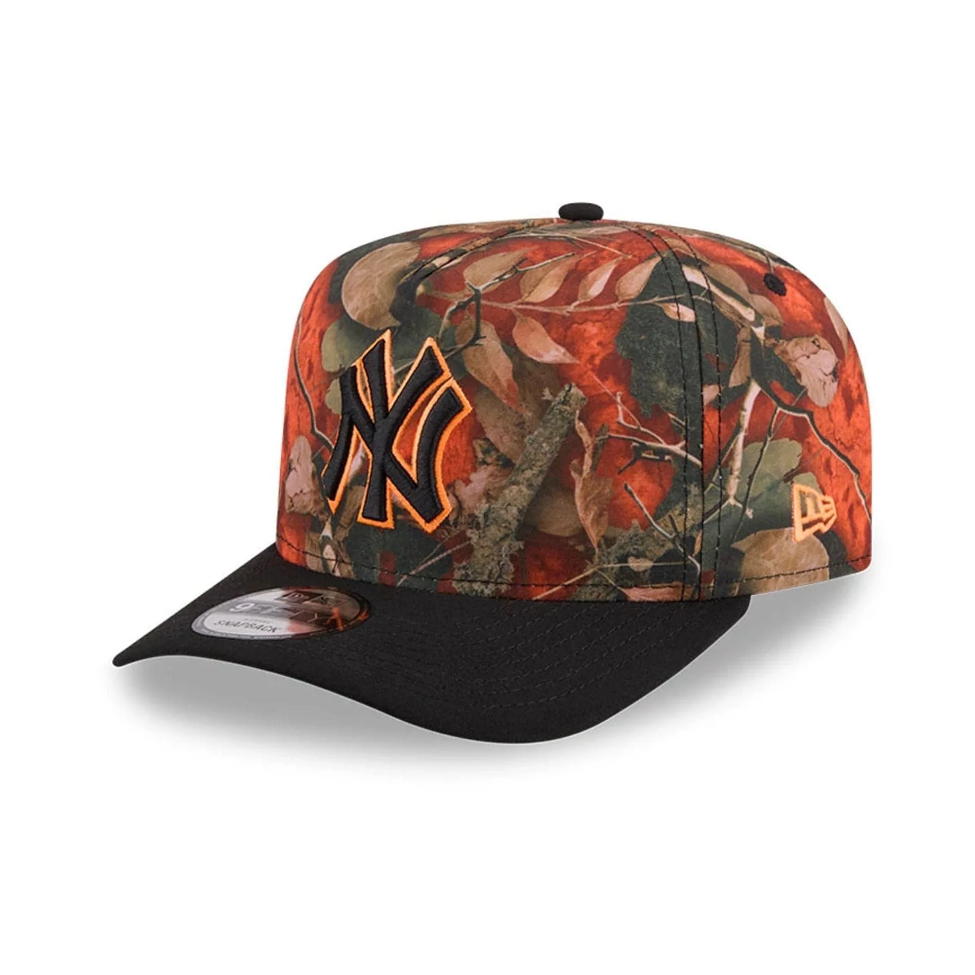 New York Yankees MLB Leaves Bright Orange 9FIFTY A-Frame Snapback Cap - Image 4