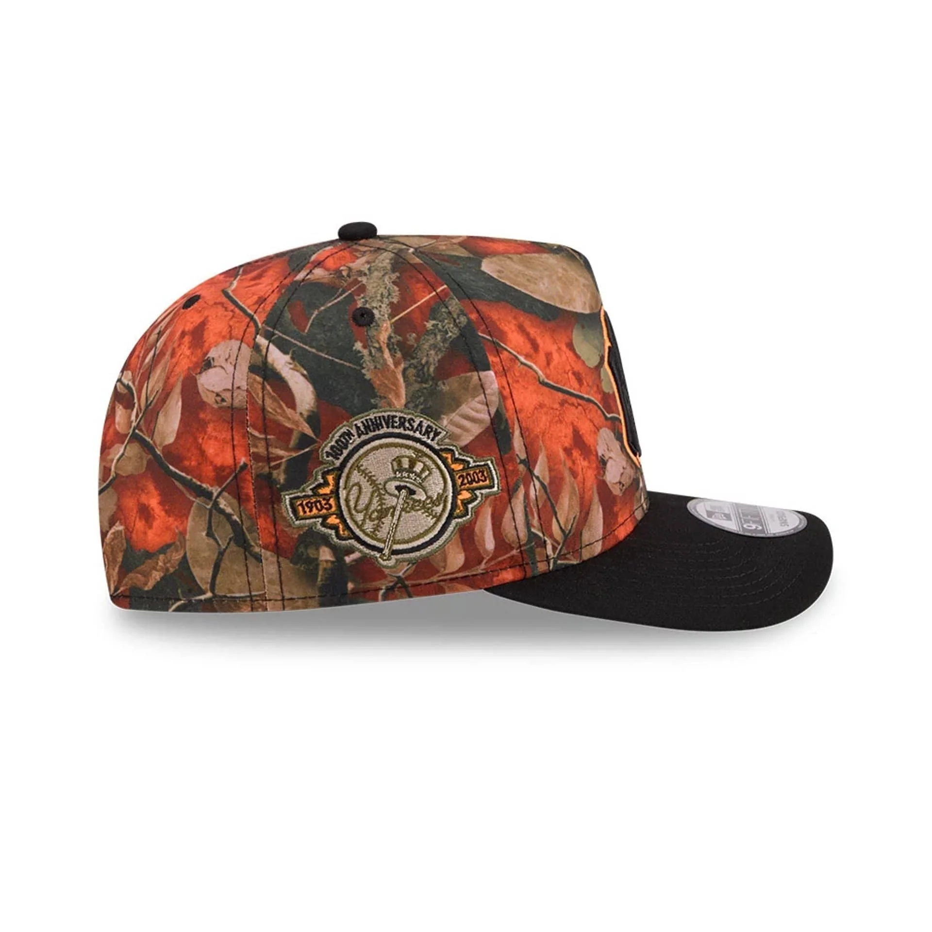 New York Yankees MLB Leaves Bright Orange 9FIFTY A-Frame Snapback Cap - Image 8