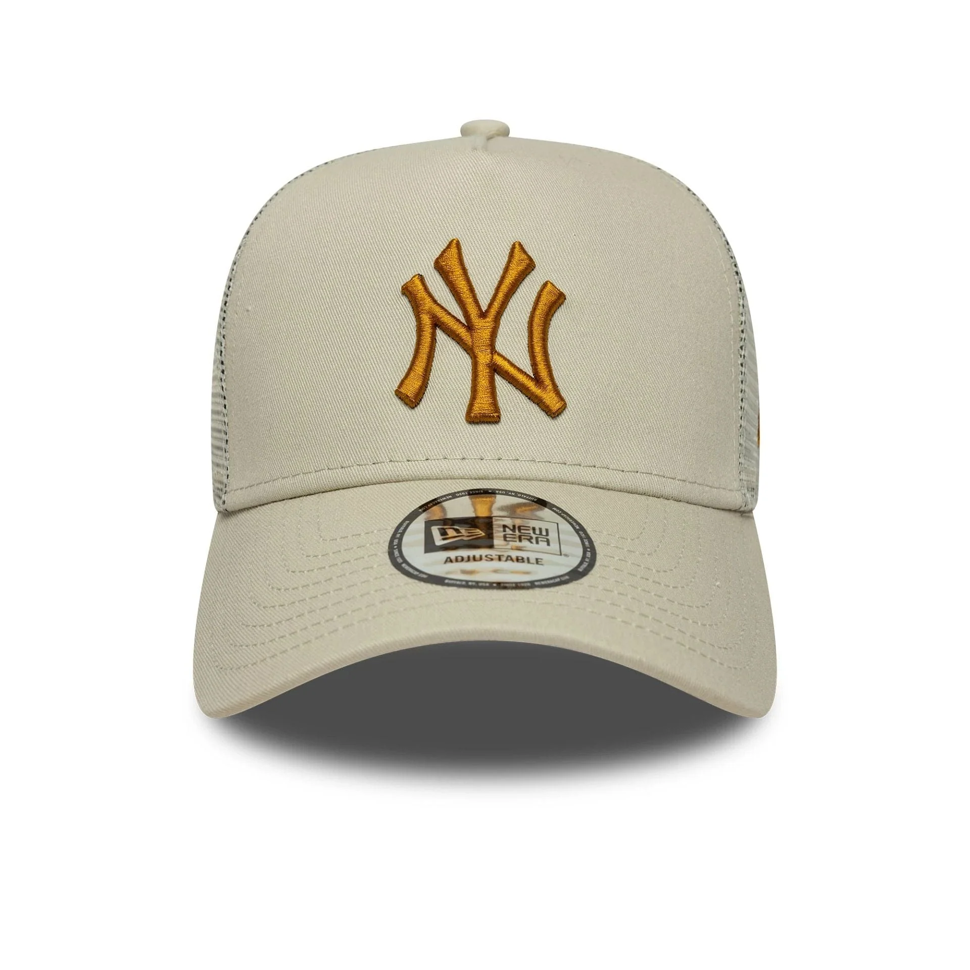 New York Yankees MLB Light Beige 9FORTY A-Frame Trucker Cap - Image 2