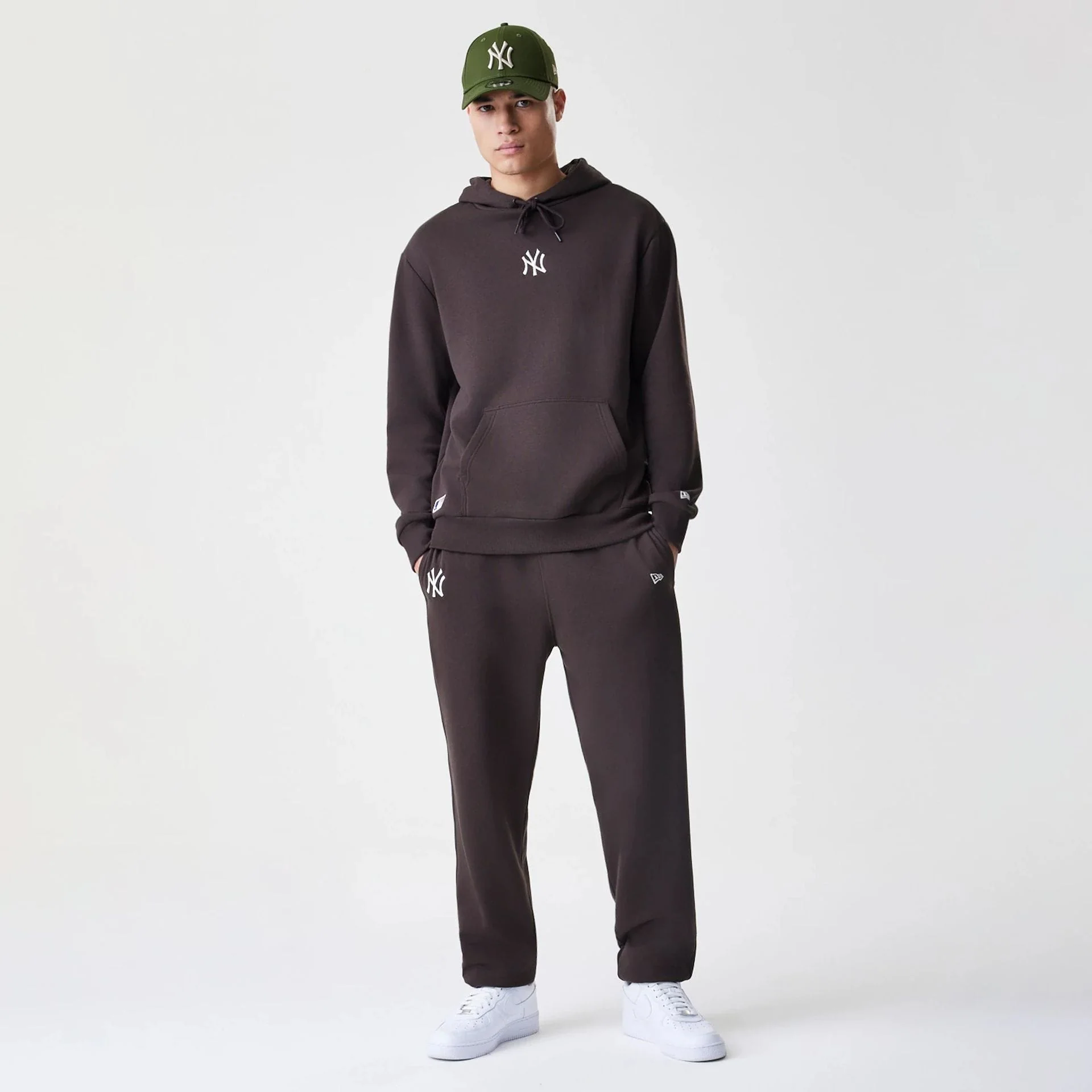 New York Yankees MLB Midi League Essential Dark Brown Oversized Pullover Hoodie - Image 5