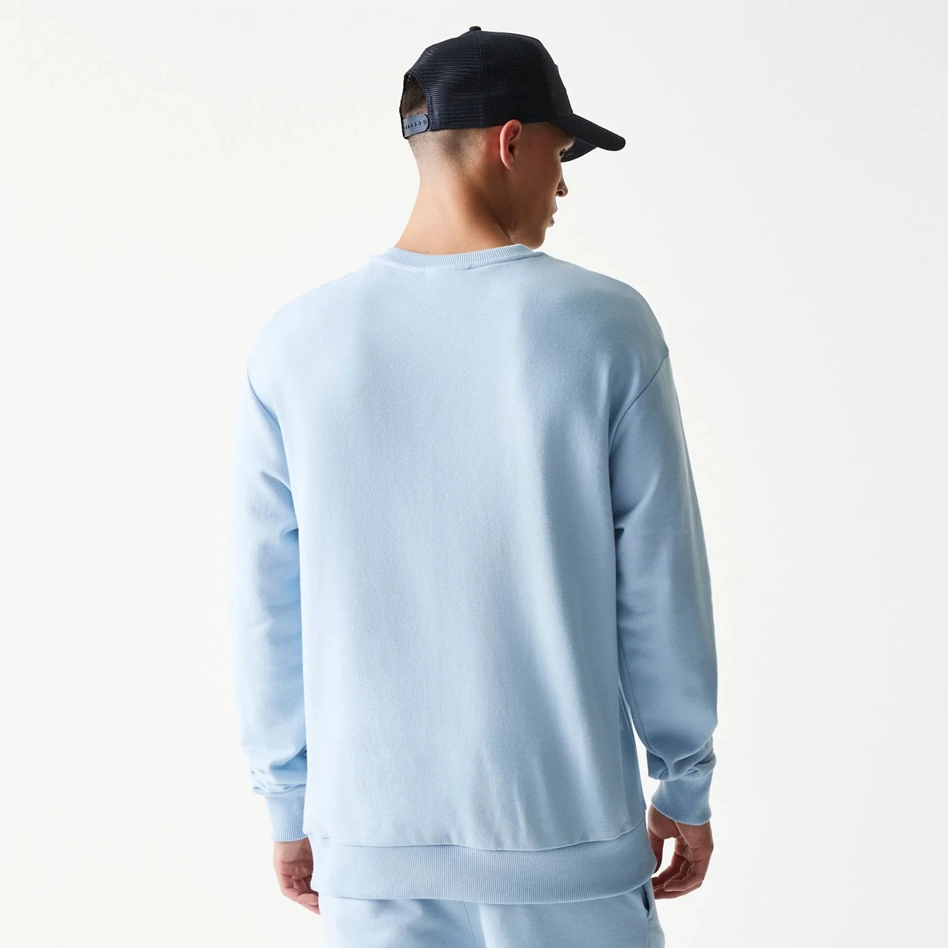 New York Yankees MLB Midi Pastel Blue Oversized Crew Neck Sweater - Image 2