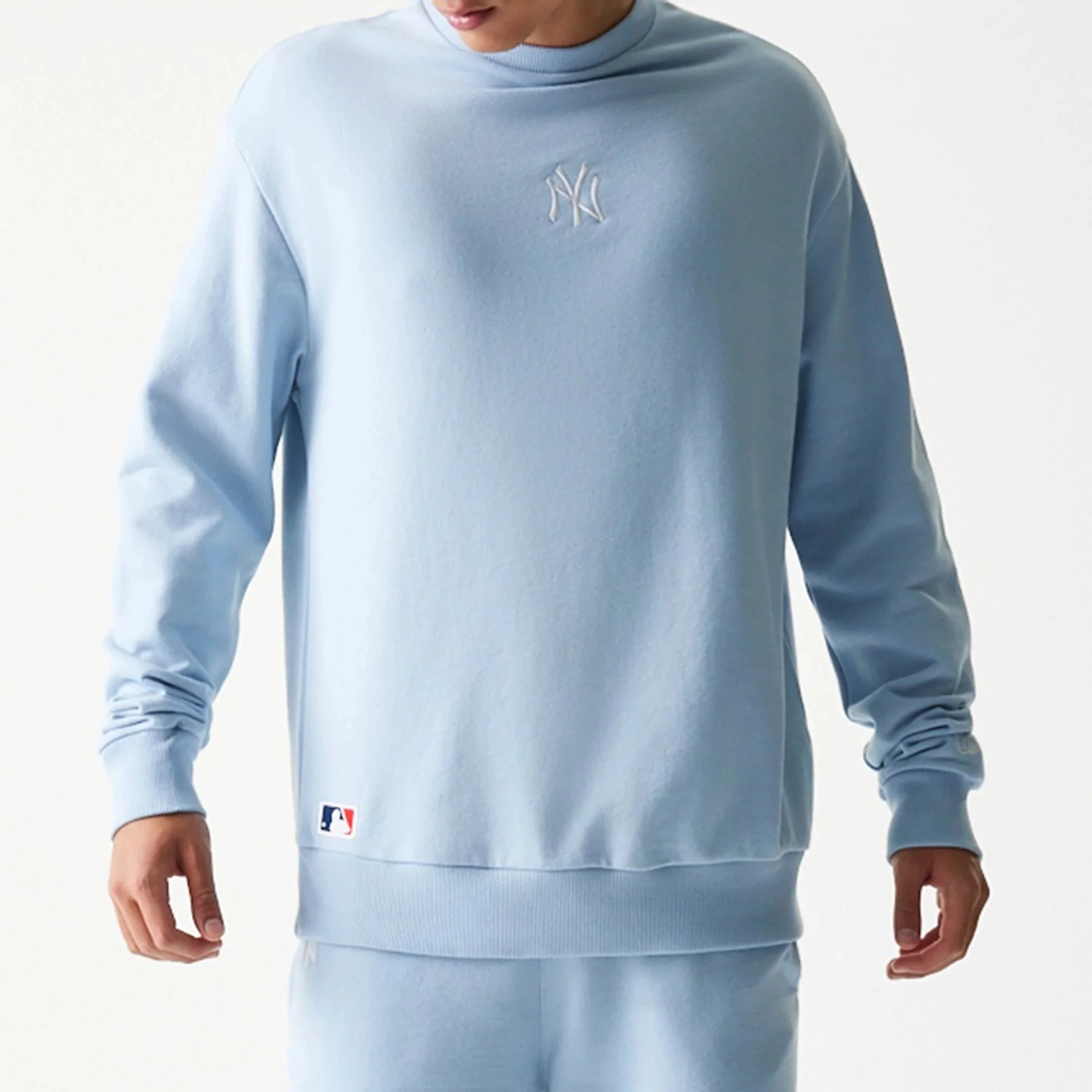 New York Yankees MLB Midi Pastel Blue Oversized Crew Neck Sweater - Image 6