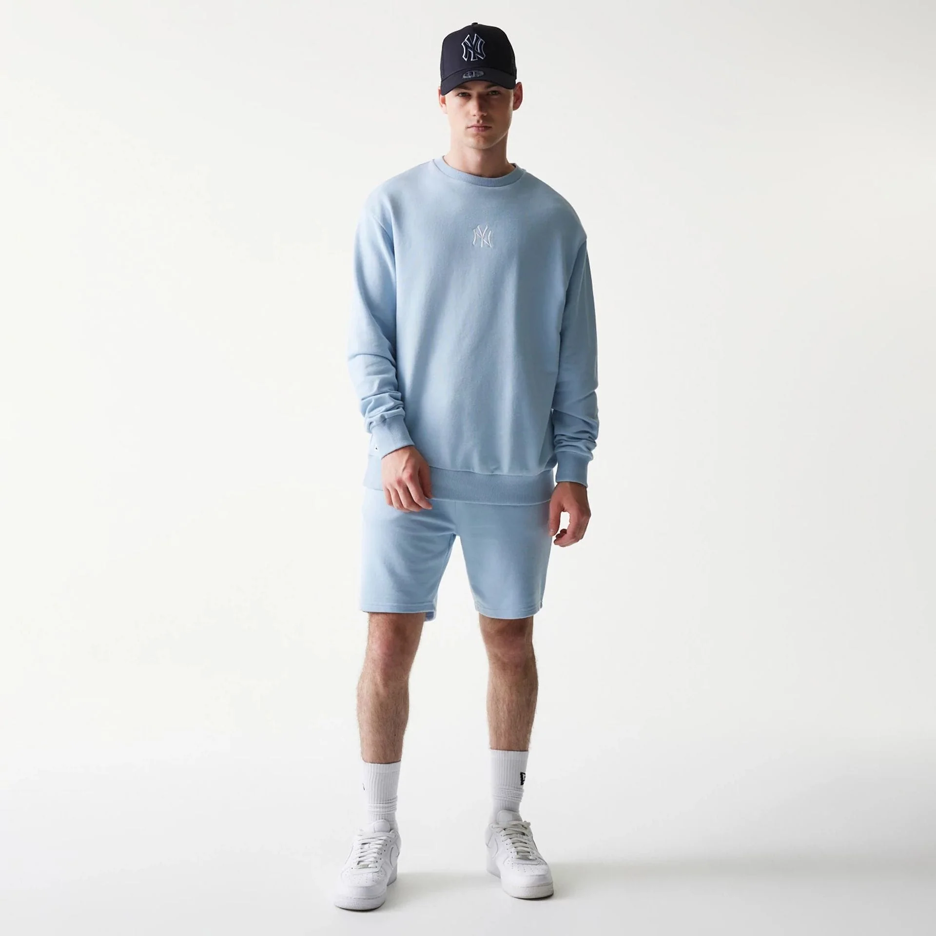 New York Yankees MLB Midi Pastel Blue Oversized Crew Neck Sweater - Image 8