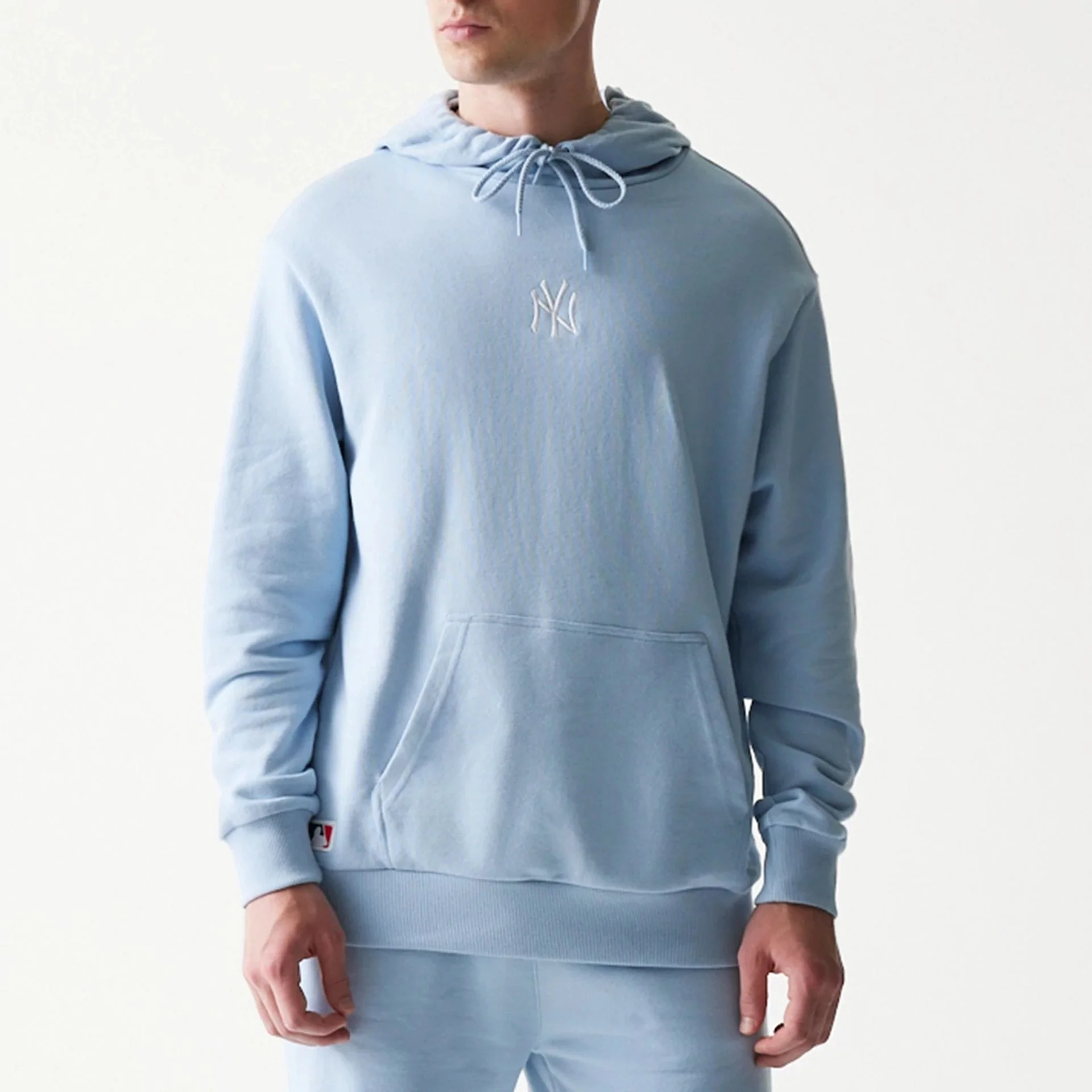 New York Yankees MLB Midi Pastel Blue Oversized Pullover Hoodie - Image 3