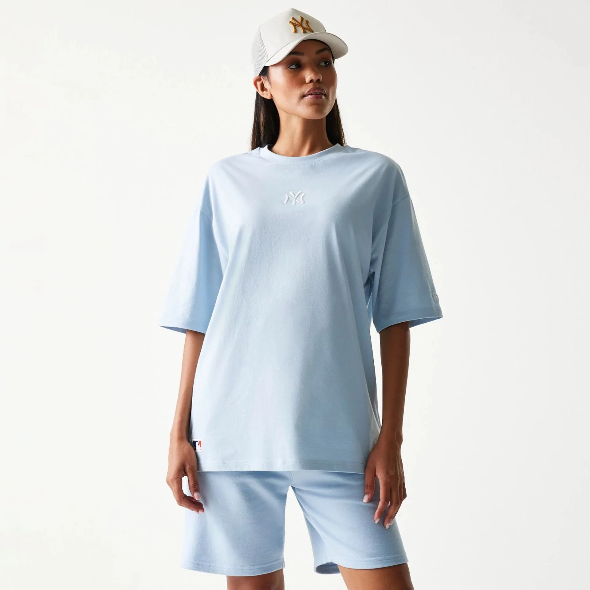 New York Yankees MLB Midi Pastel Blue Oversized T-Shirt - Image 4