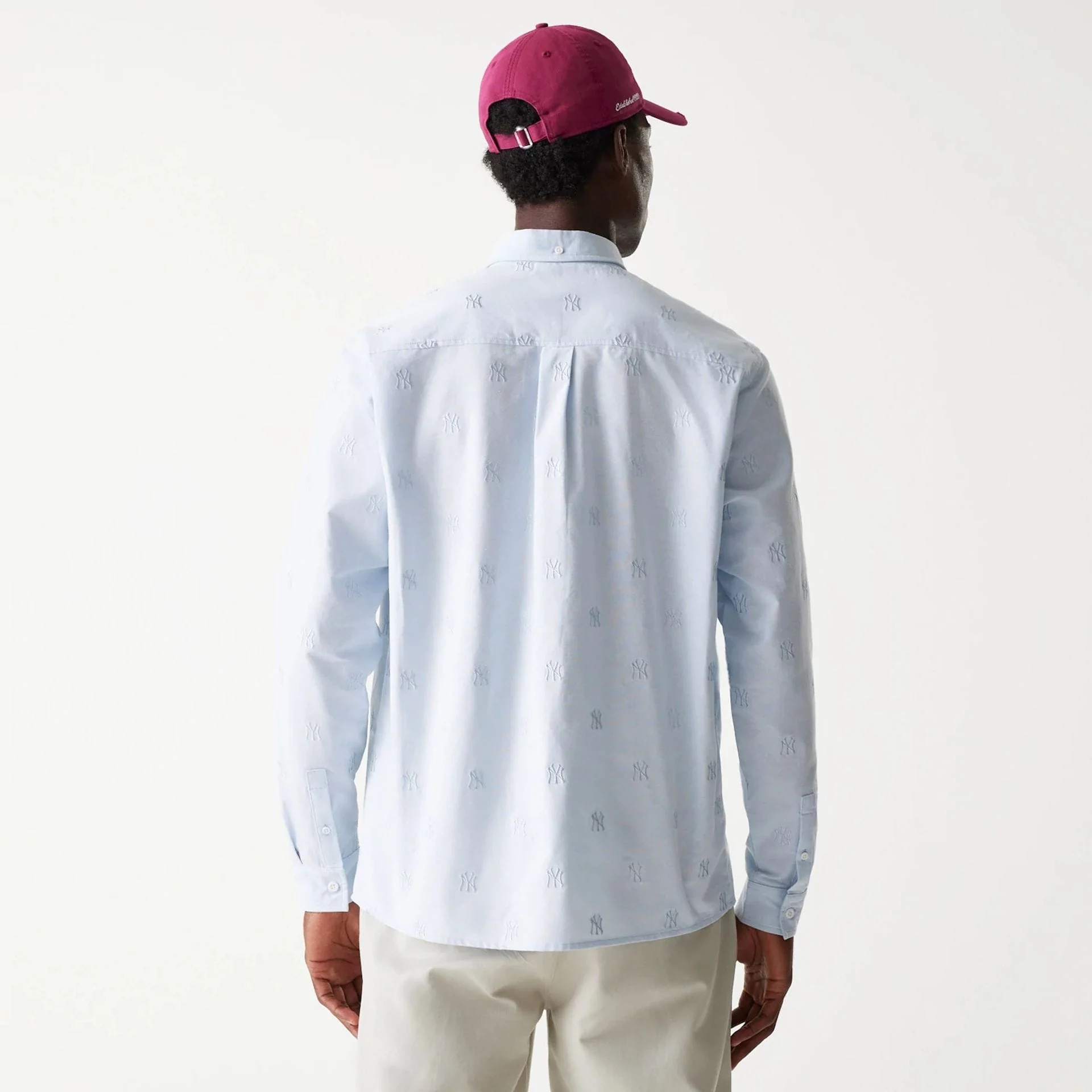 New York Yankees MLB Monogram Pastel Blue Long Sleeve Shirt - Image 2
