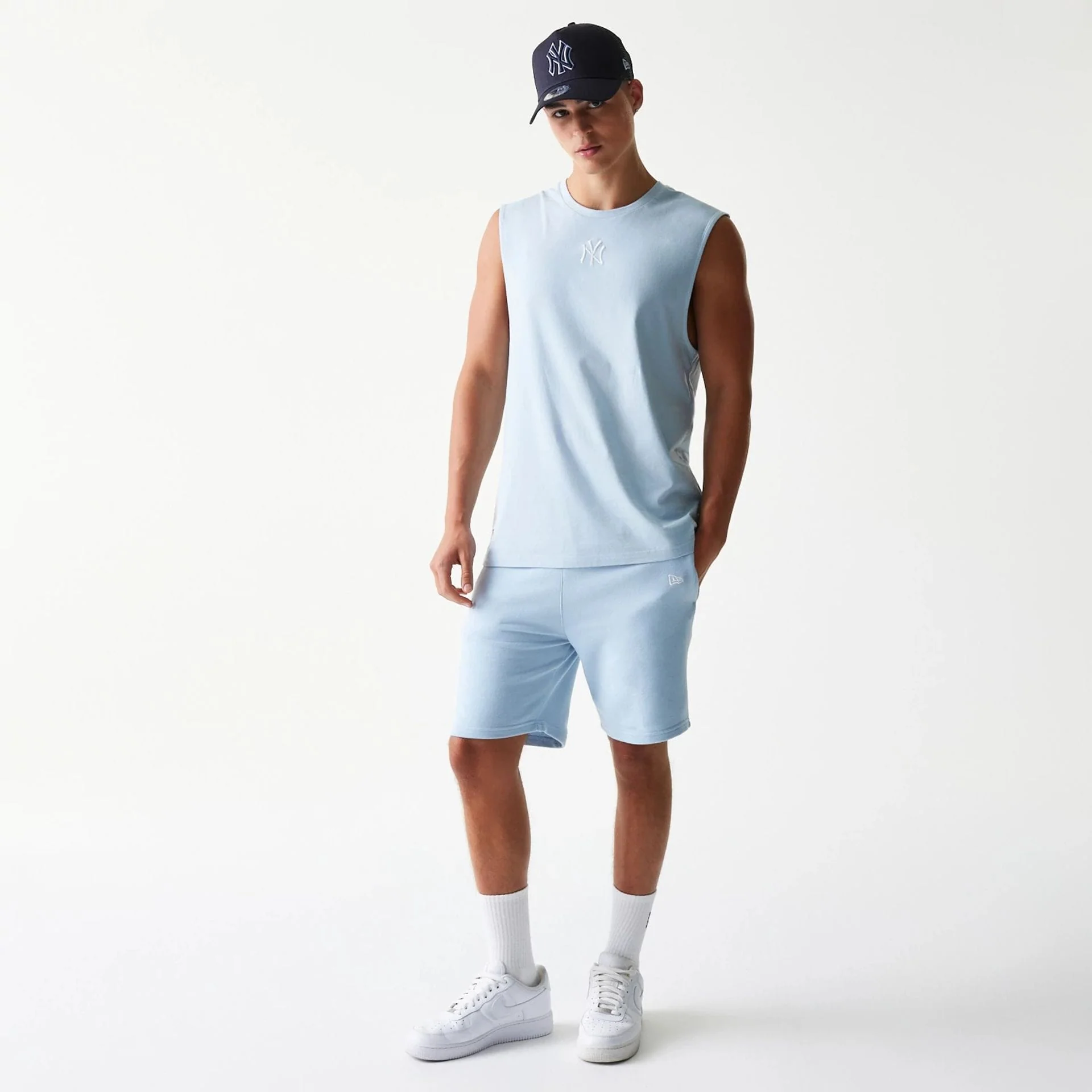 New York Yankees MLB Pastel Blue Sleeveless T-Shirt - Image 8