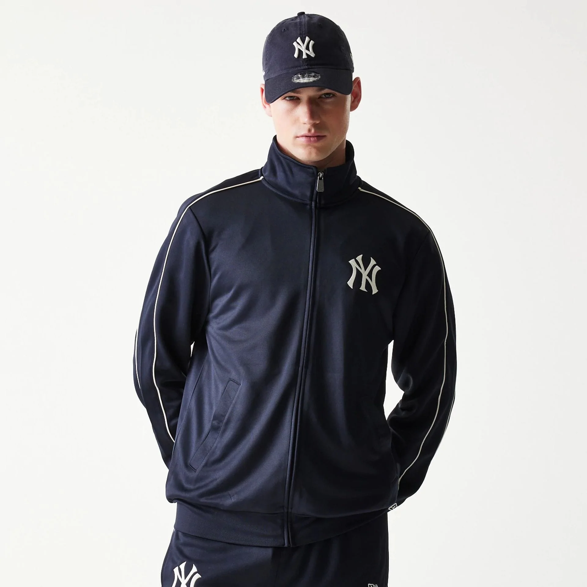 New York Yankees MLB Piping Navy Track Jacket - Image 3