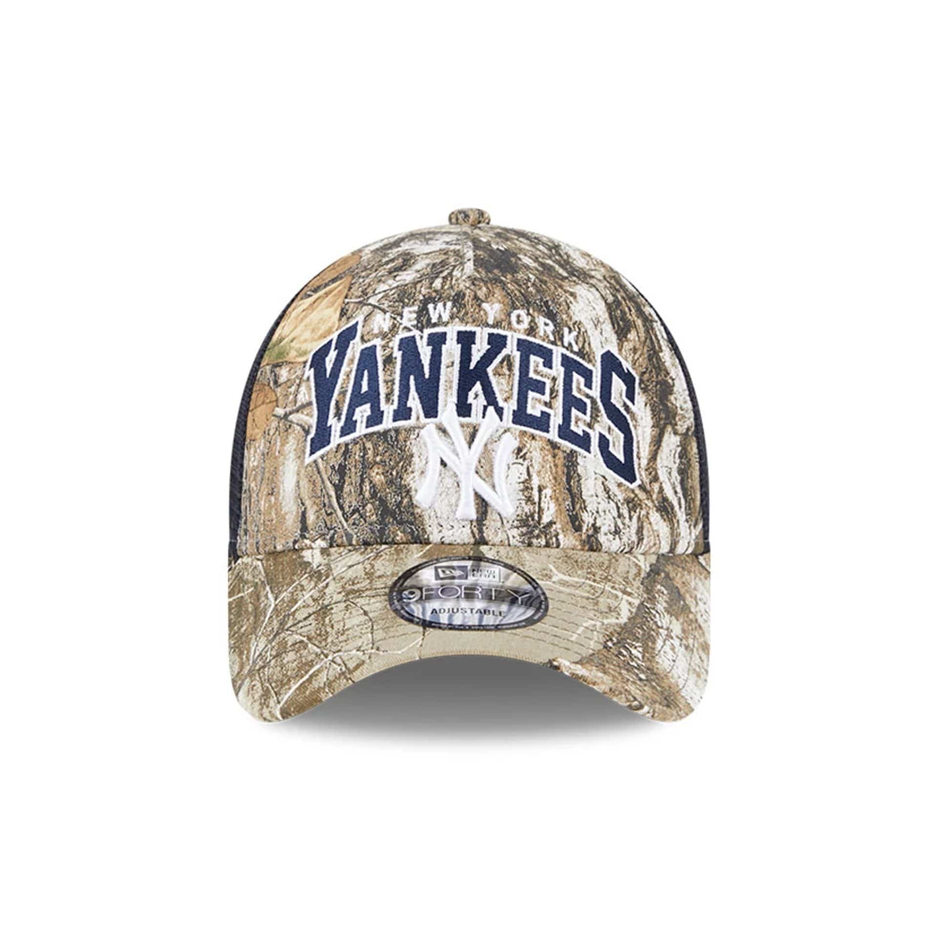 New York Yankees MLB Realtree Camo Navy 9FORTY A-Frame Trucker Adjustable Cap - Image 3
