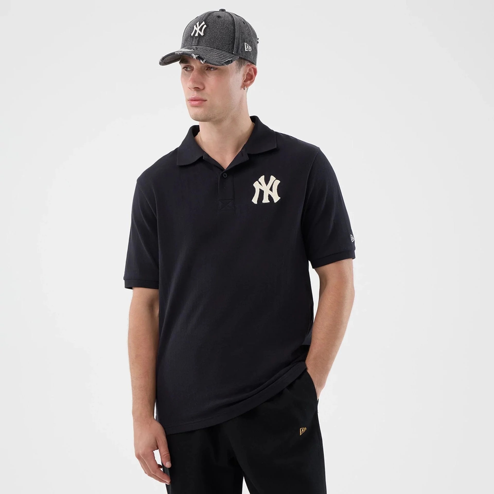 New York Yankees MLB Rib Navy Polo T-Shirt - Image 3