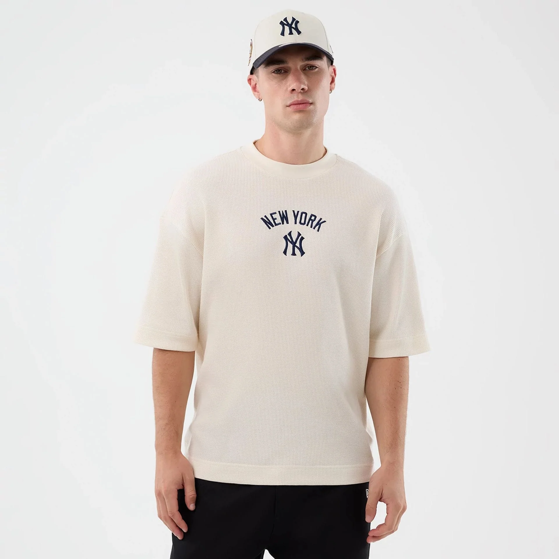 New York Yankees MLB Waffle Open White T-Shirt - Image 3