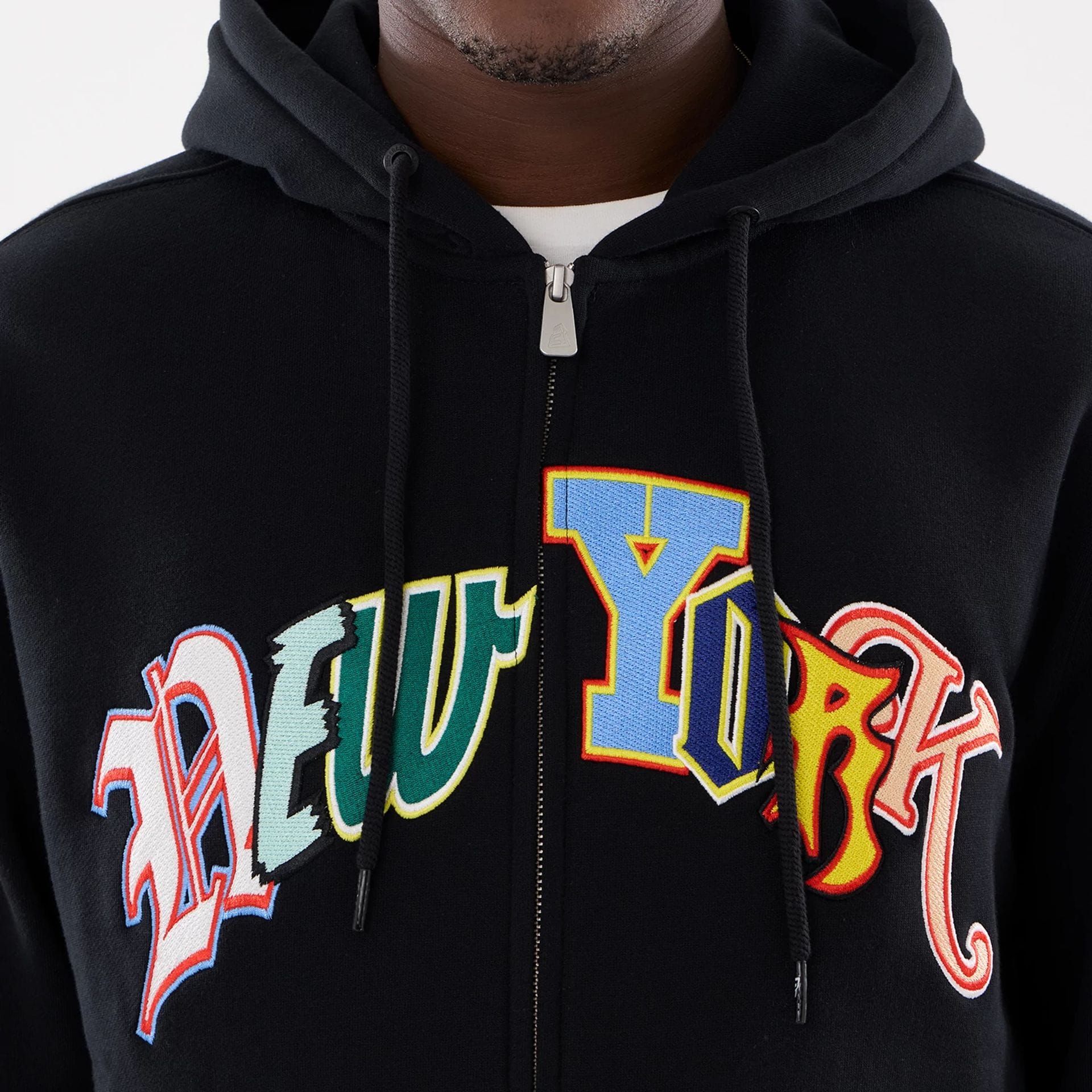 New York Yankees MLB Word Art Black 2 Way Full Zip Hoodie - Image 4