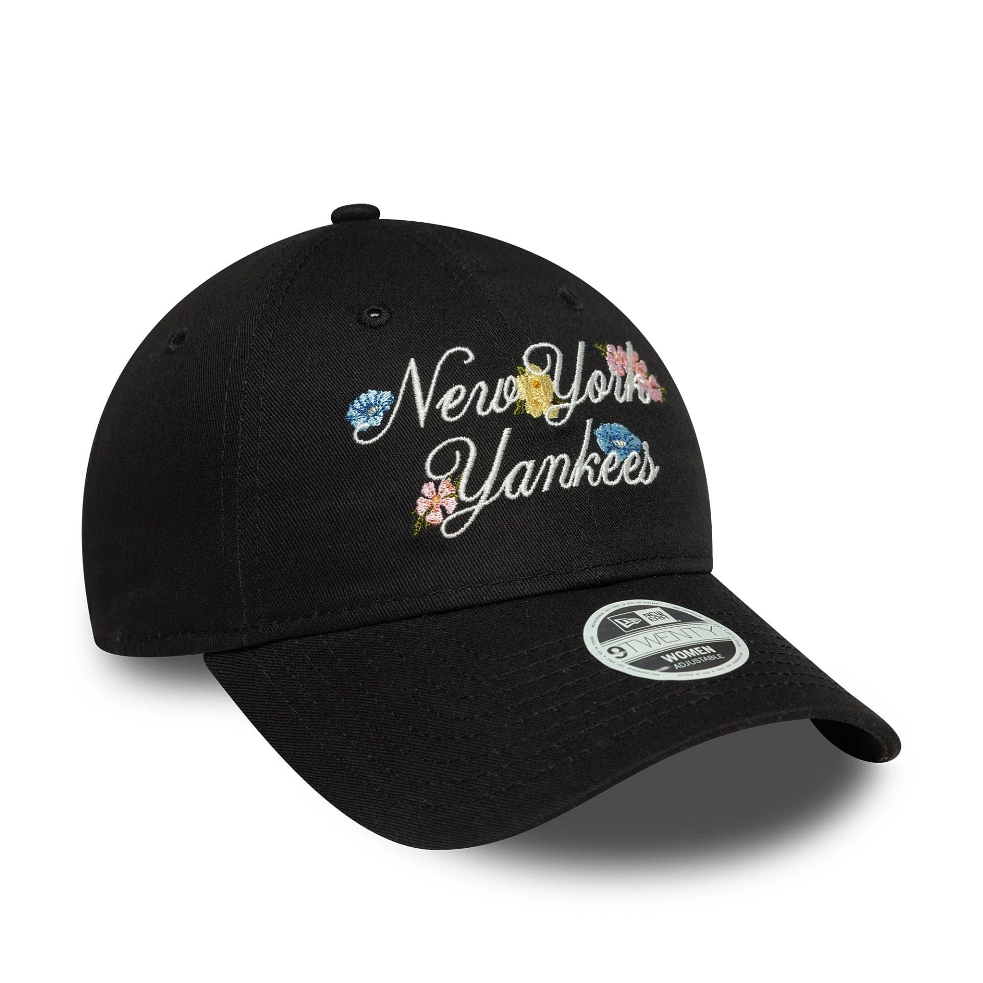 New York Yankees Womens MLB Floral Script Black 9TWENTY Adjustable Cap - Image 3