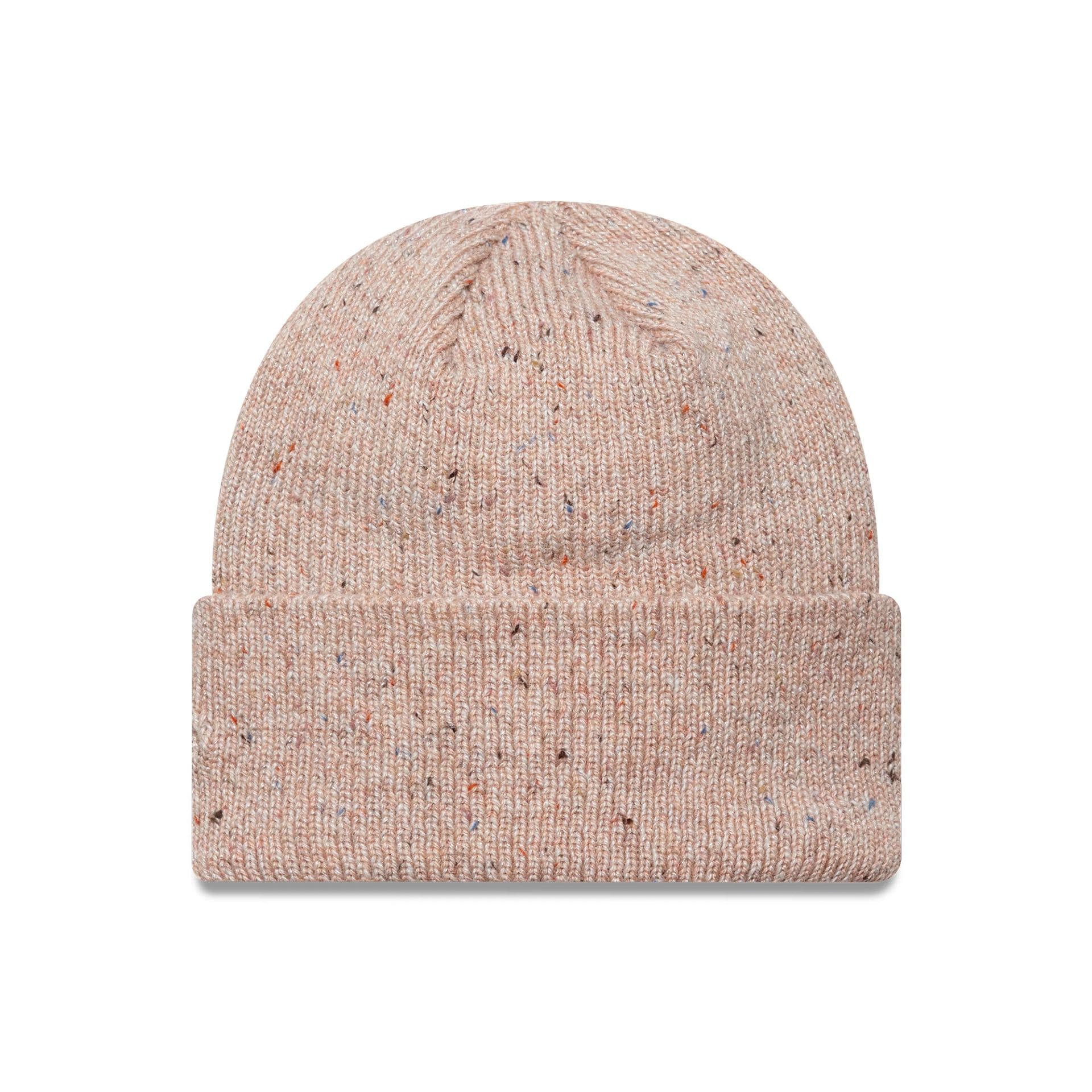 New York Yankees Womens MLB Glitter Pastel Pink Cuff Knit Beanie Hat - Image 2