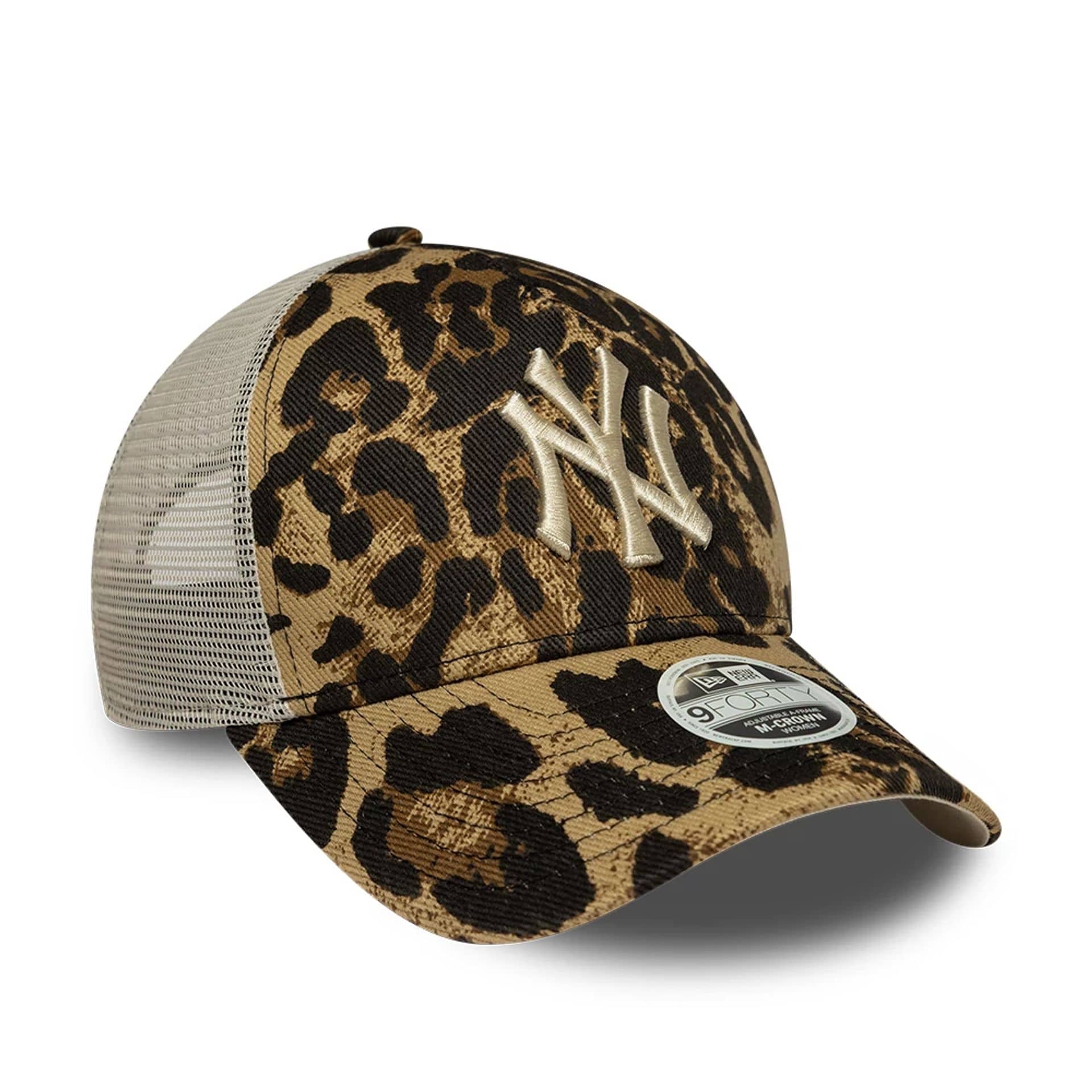New York Yankees Womens MLB Leopard Dark Brown 9FORTY M-Crown A-Frame Trucker Adjustable Cap - Image 3