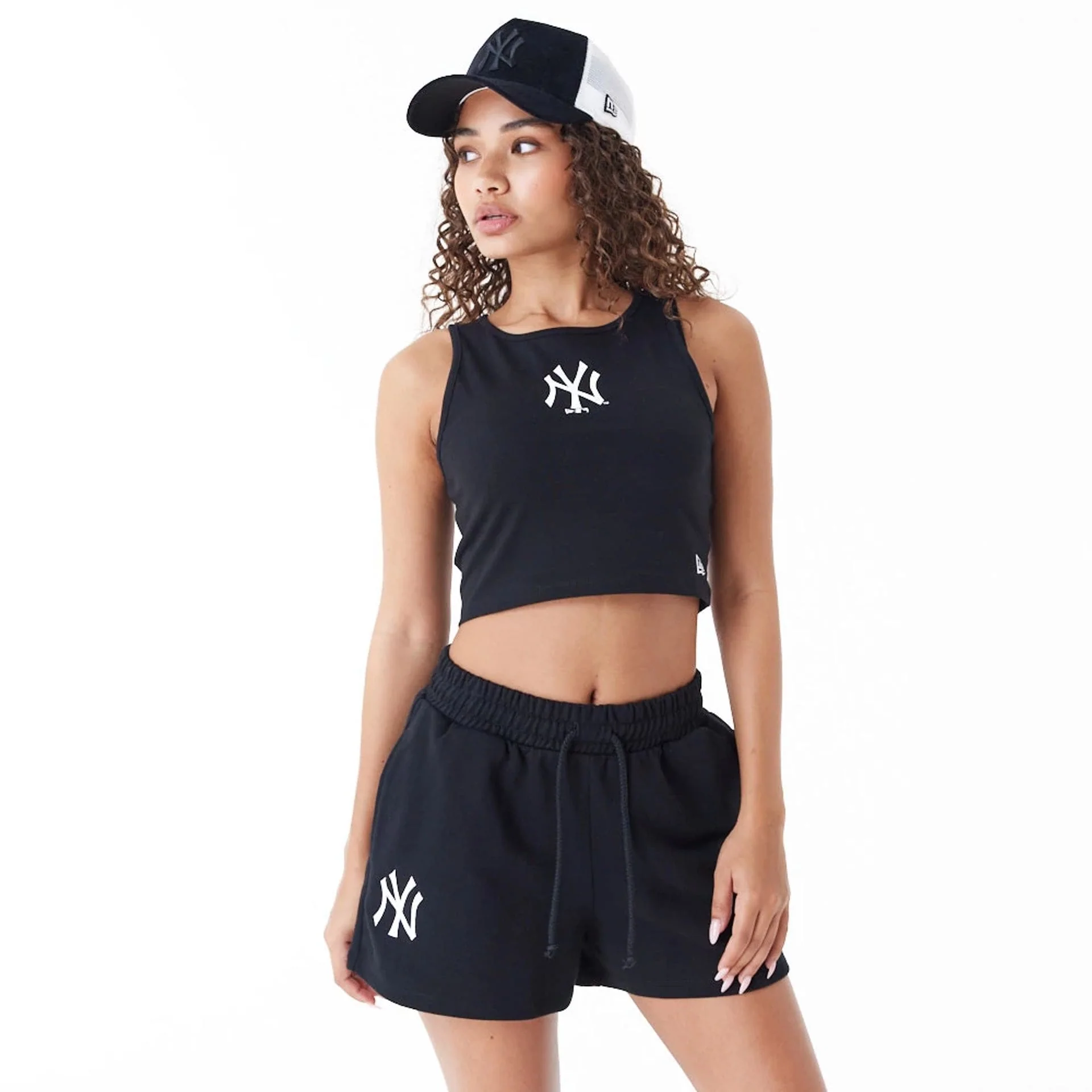 New York Yankees Womens MLB Lifestyle Black Crop Tank Top - Image 5