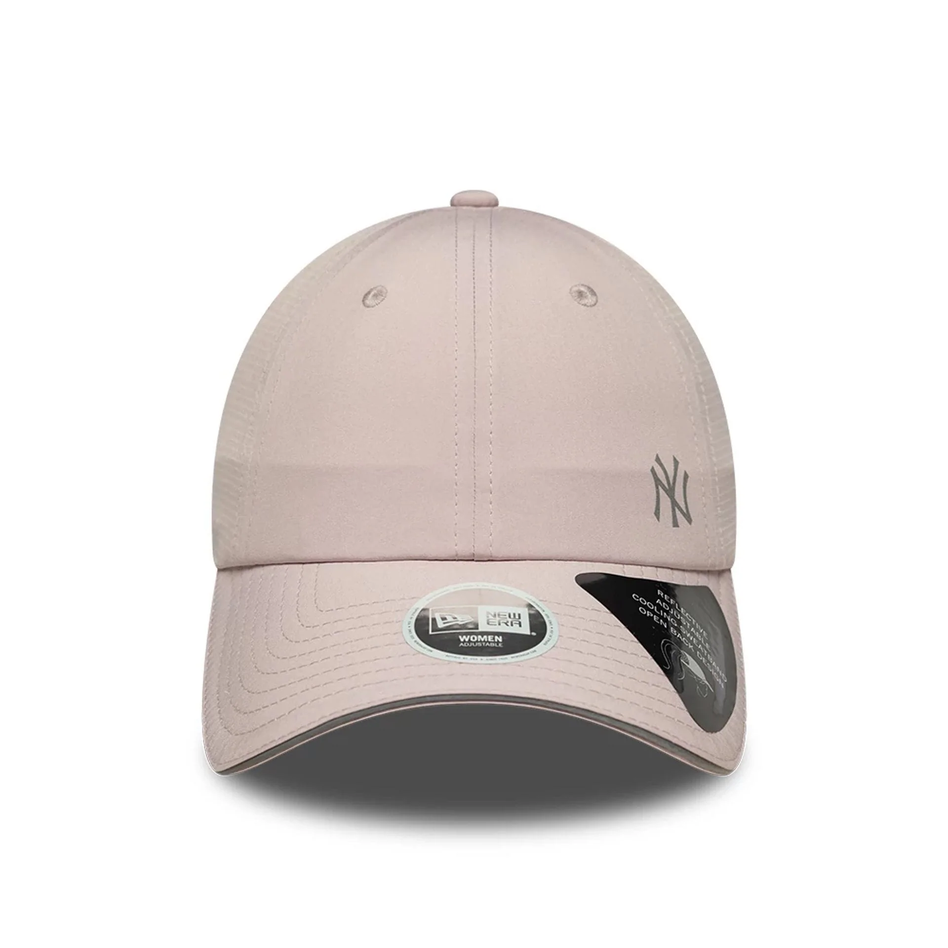 New York Yankees Womens MLB Mesh Pastel Pink Pony Tail Cap - Image 3