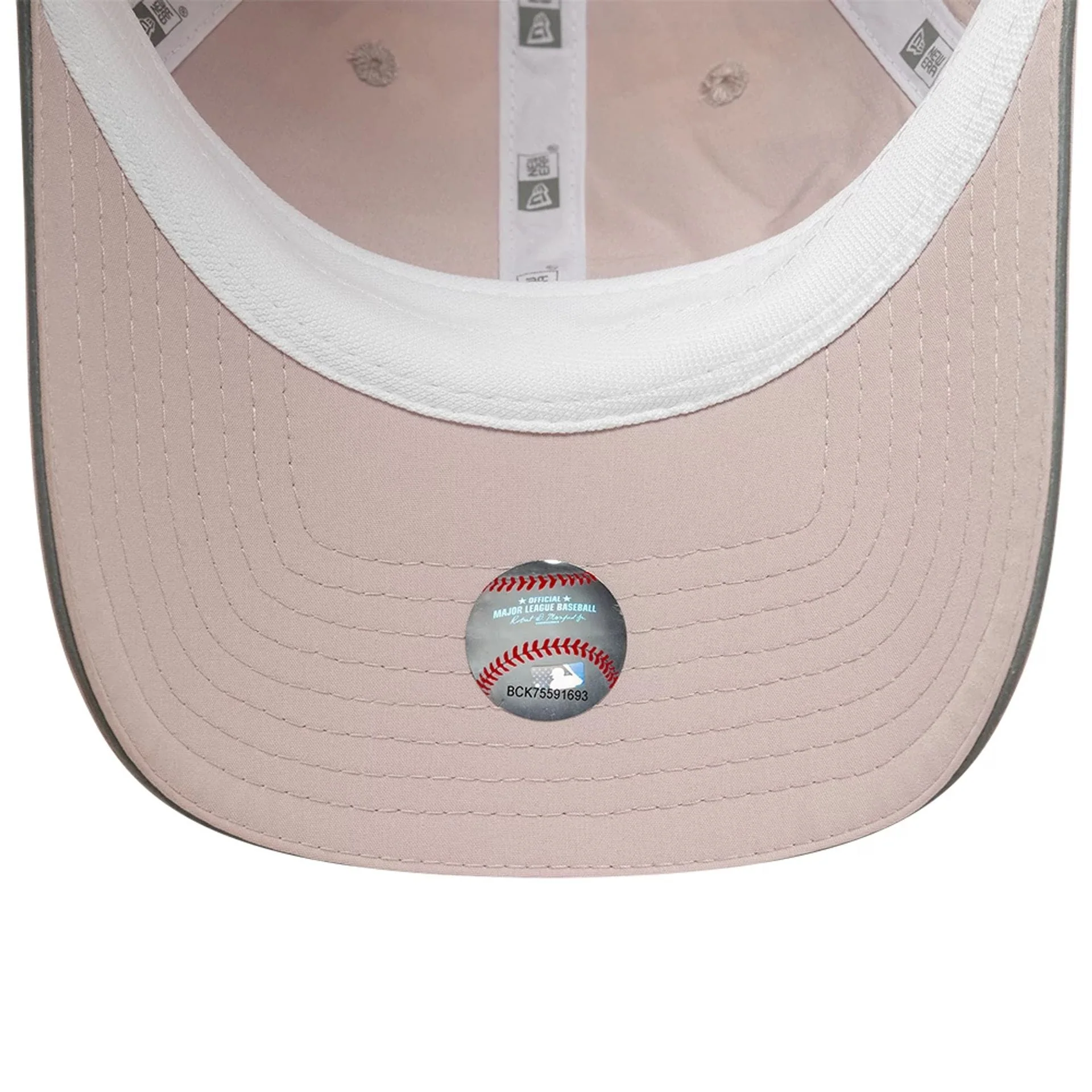 New York Yankees Womens MLB Mesh Pastel Pink Pony Tail Cap - Image 5