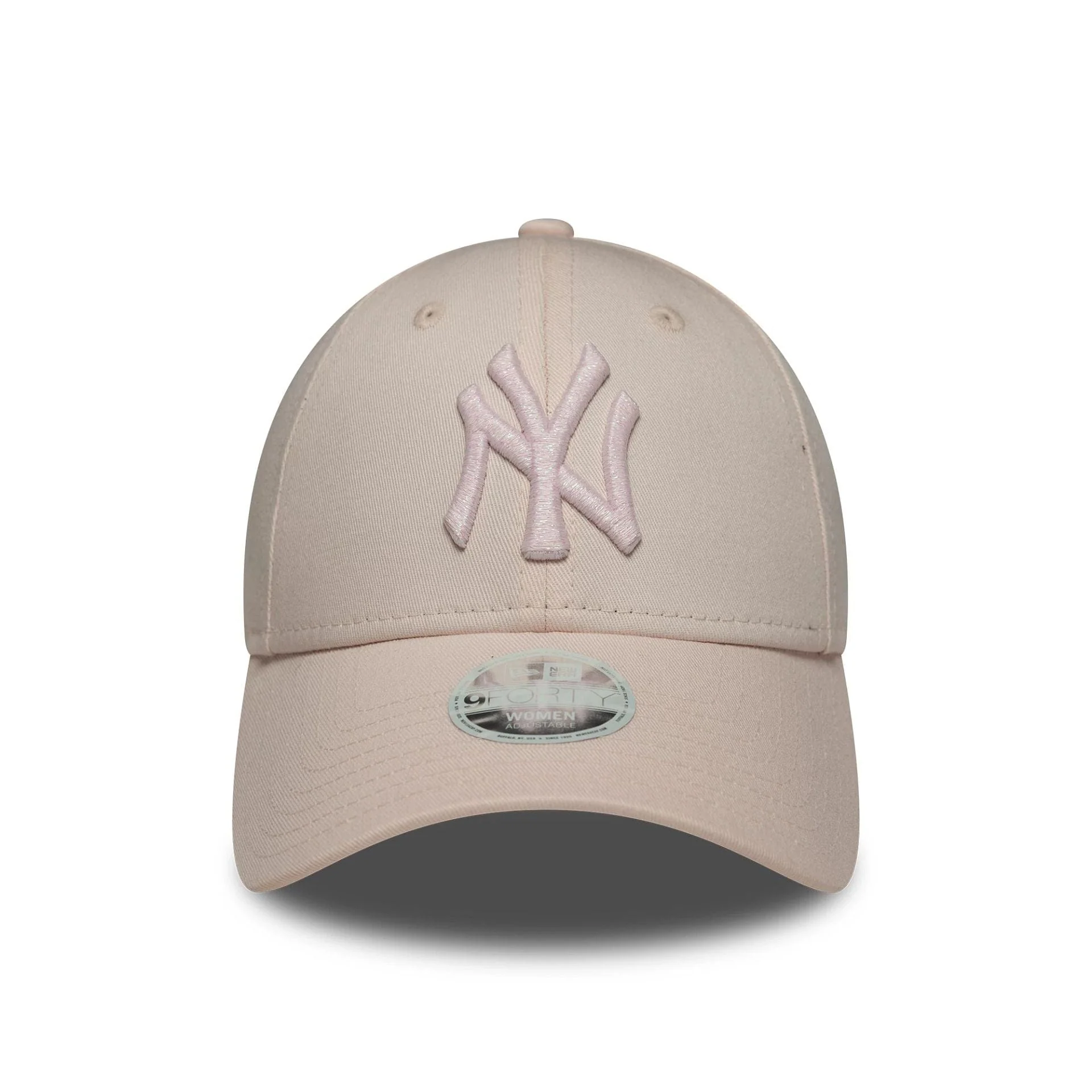 New York Yankees Womens MLB Metallic Logo Pastel Pink 9FORTY Cap - Image 2
