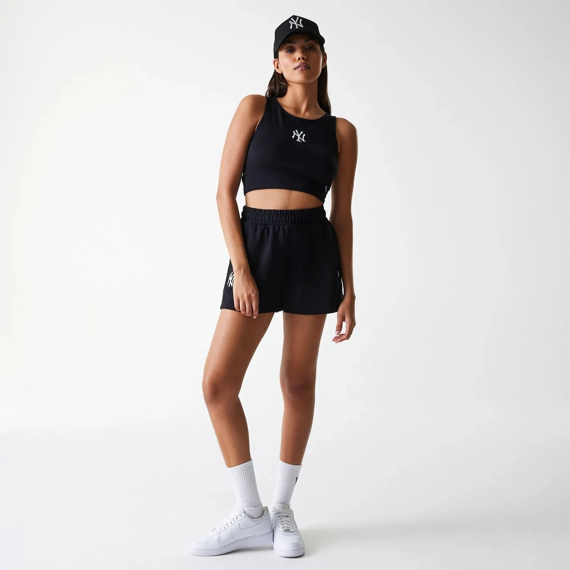 New York Yankees Womens MLB Midi League Essential Black Shorts - Image 7