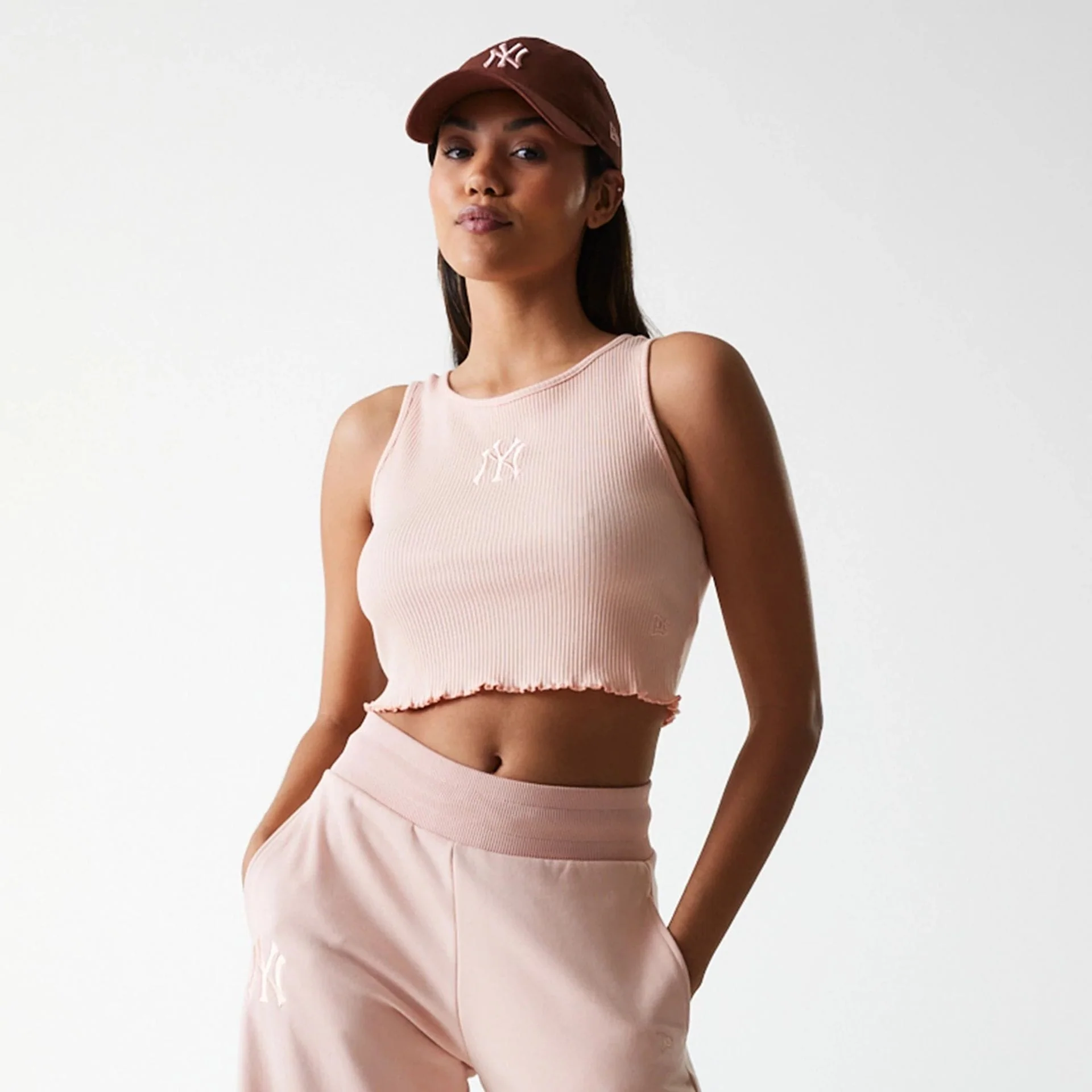 New York Yankees Womens MLB Rib Pastel Pink Rib Tank Top - Image 3