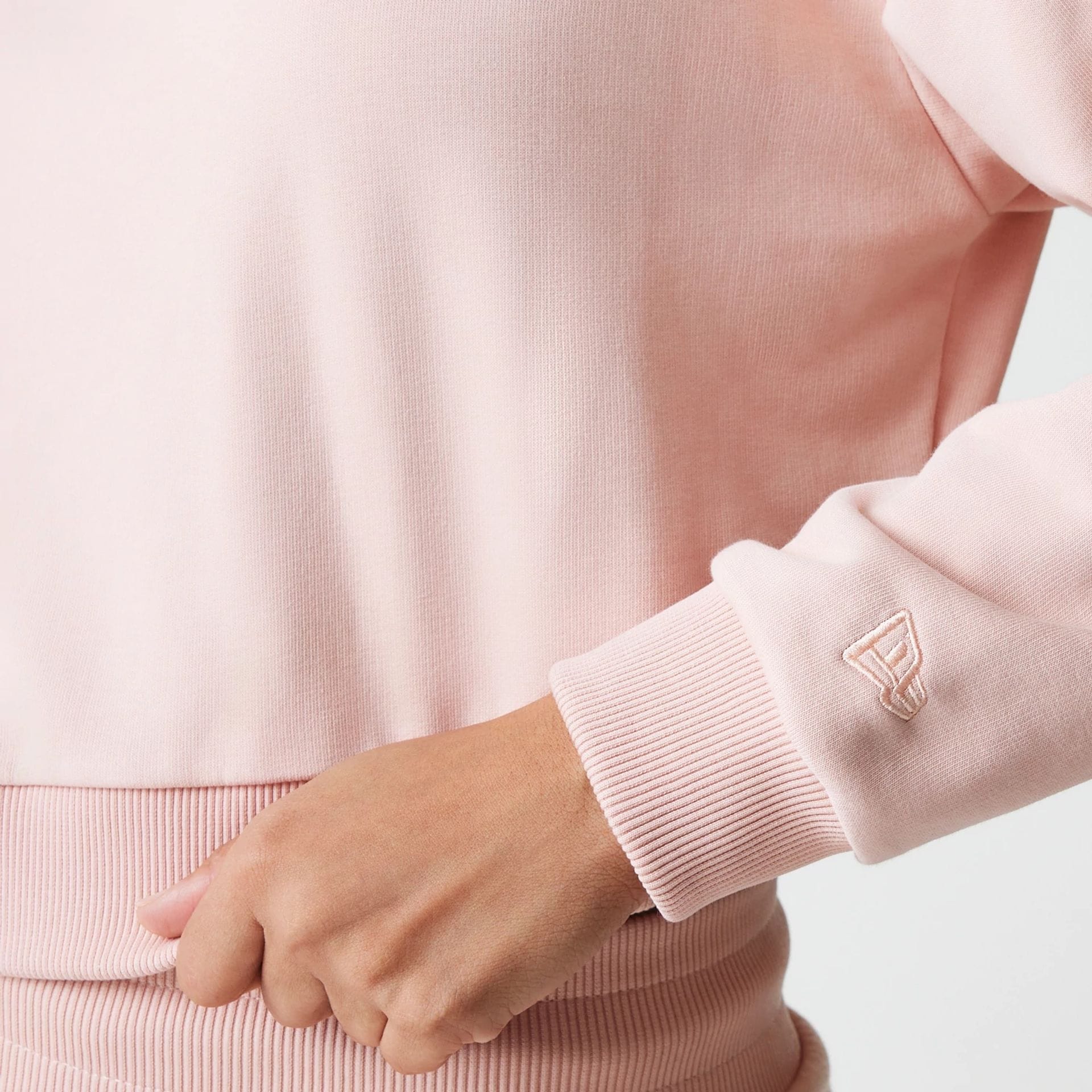 New York Yankees Womens MLB Tonal Pastel Pink Cropped 1/4 Zip Sweater - Image 5