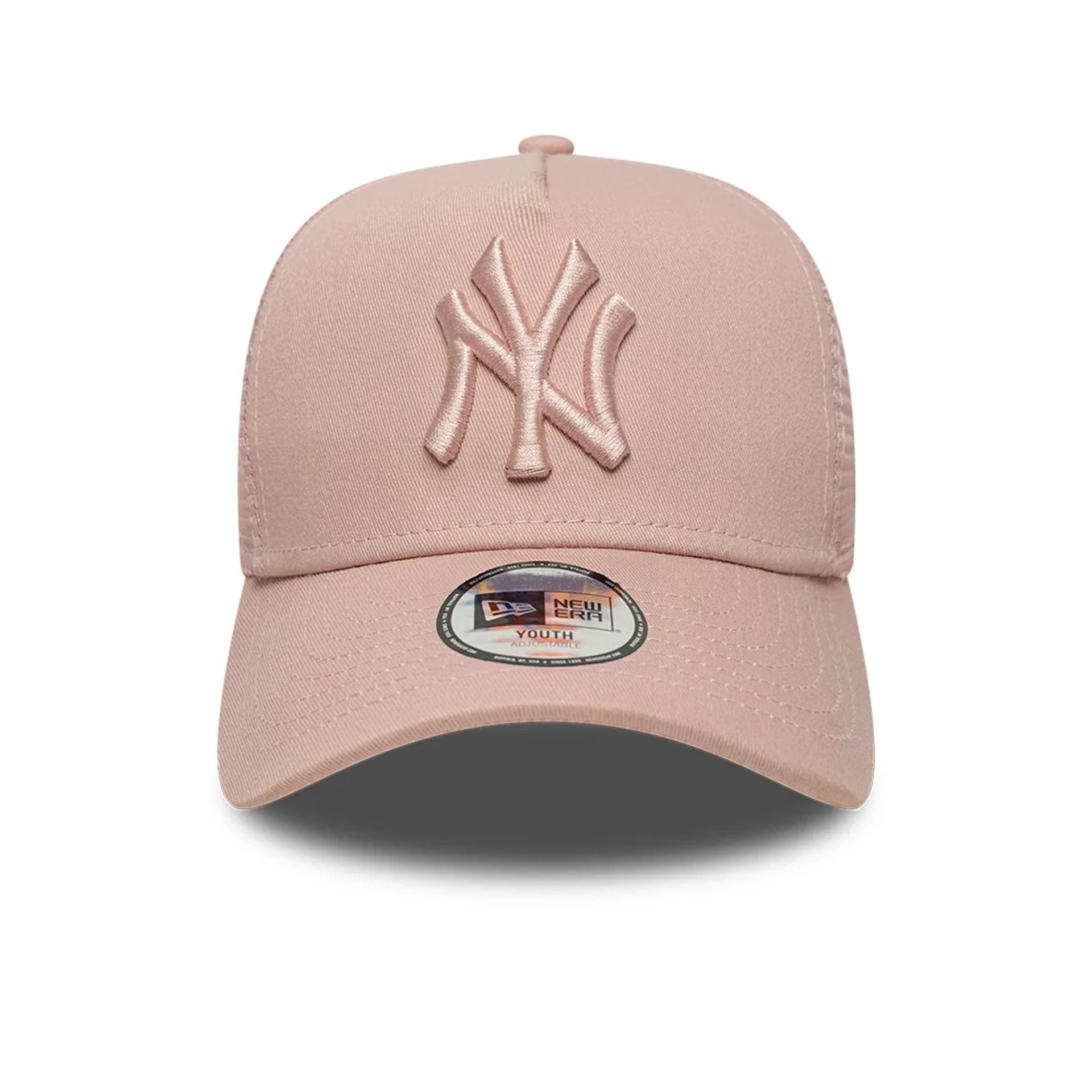 New York Yankees Youth MLB League Essential Pastel Pink 9FORTY A-Frame Trucker Adjustable Cap - Image 2