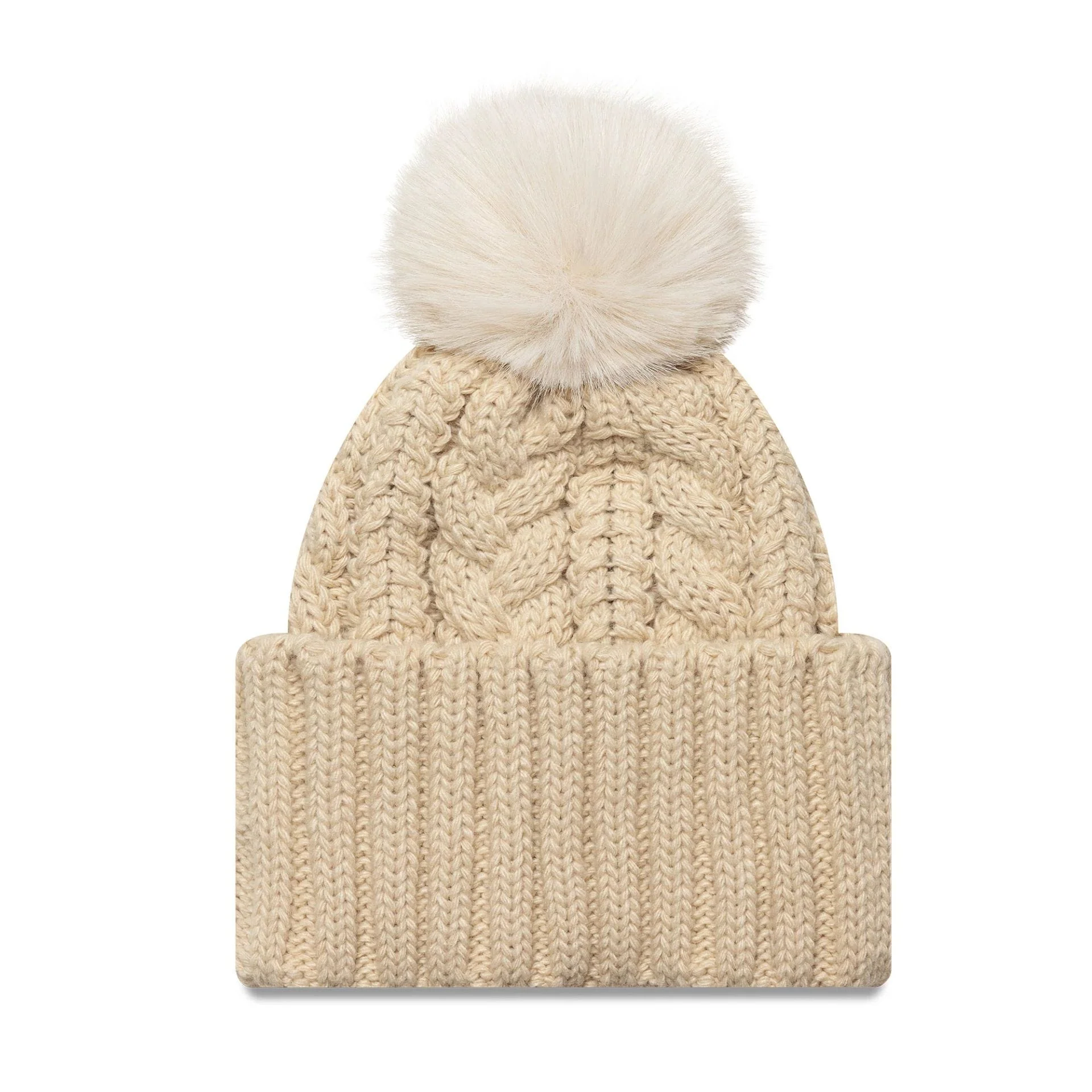 New York Yankees Youth MLB Light Beige Cable Knit Beanie Hat - Image 2