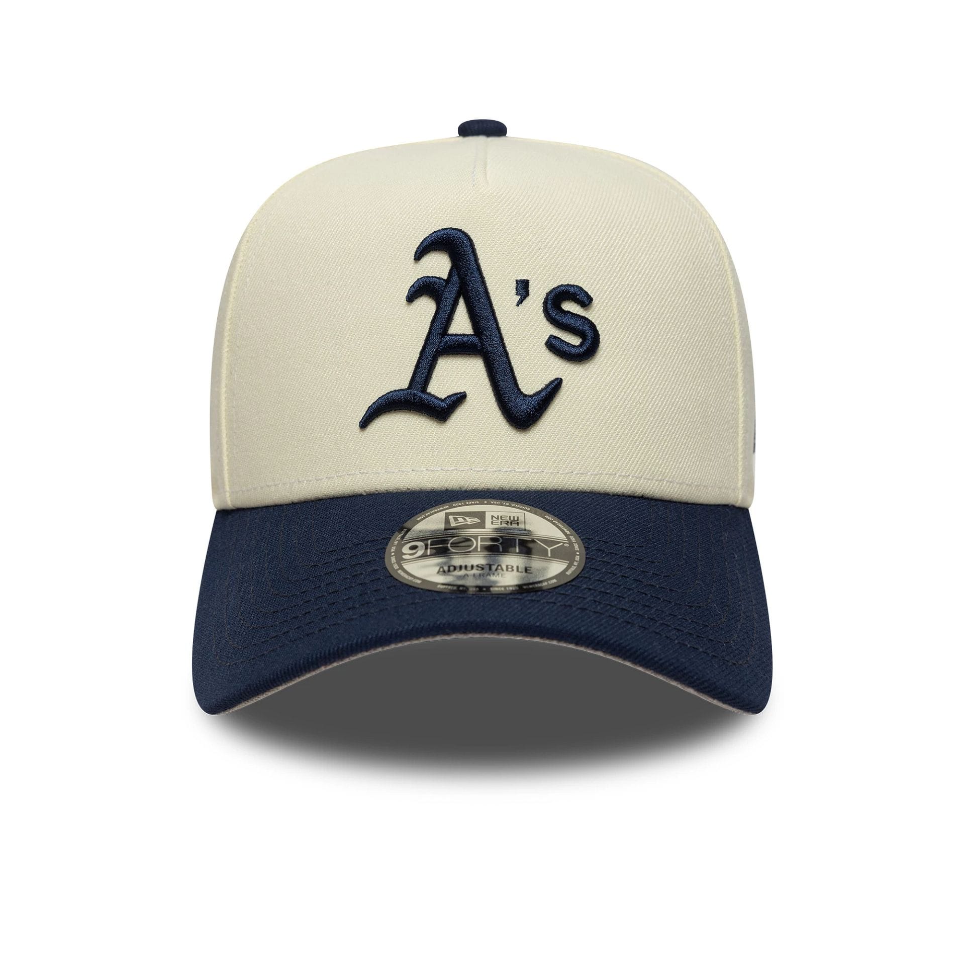 Oakland Athletics MLB Chrome Blue Contrast Cream 9FORTY A-Frame Adjustable Cap - Image 3