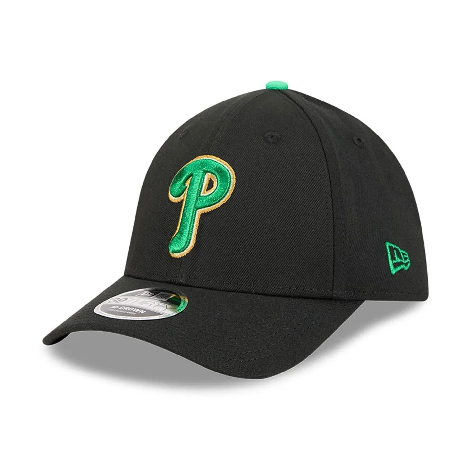Phillies MLB Saint Patrick's Day Black 39THIRTY M-Crown A-Frame Stretch Fit Cap - Image 3