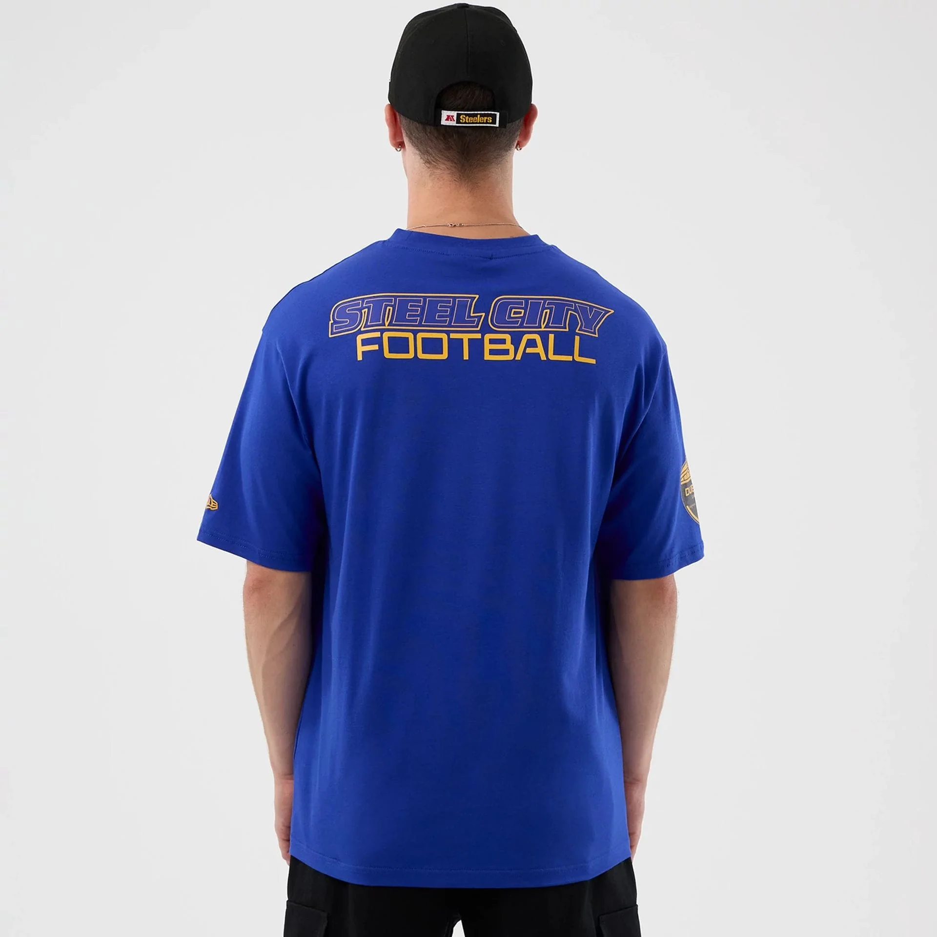 Pittsburgh Steelers NFL International Series Games Blue Oversized T-Shirt - Image 2