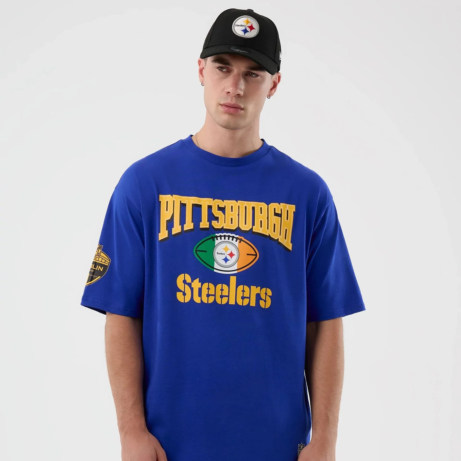 Pittsburgh Steelers NFL International Series Games Blue Oversized T-Shirt - Image 7