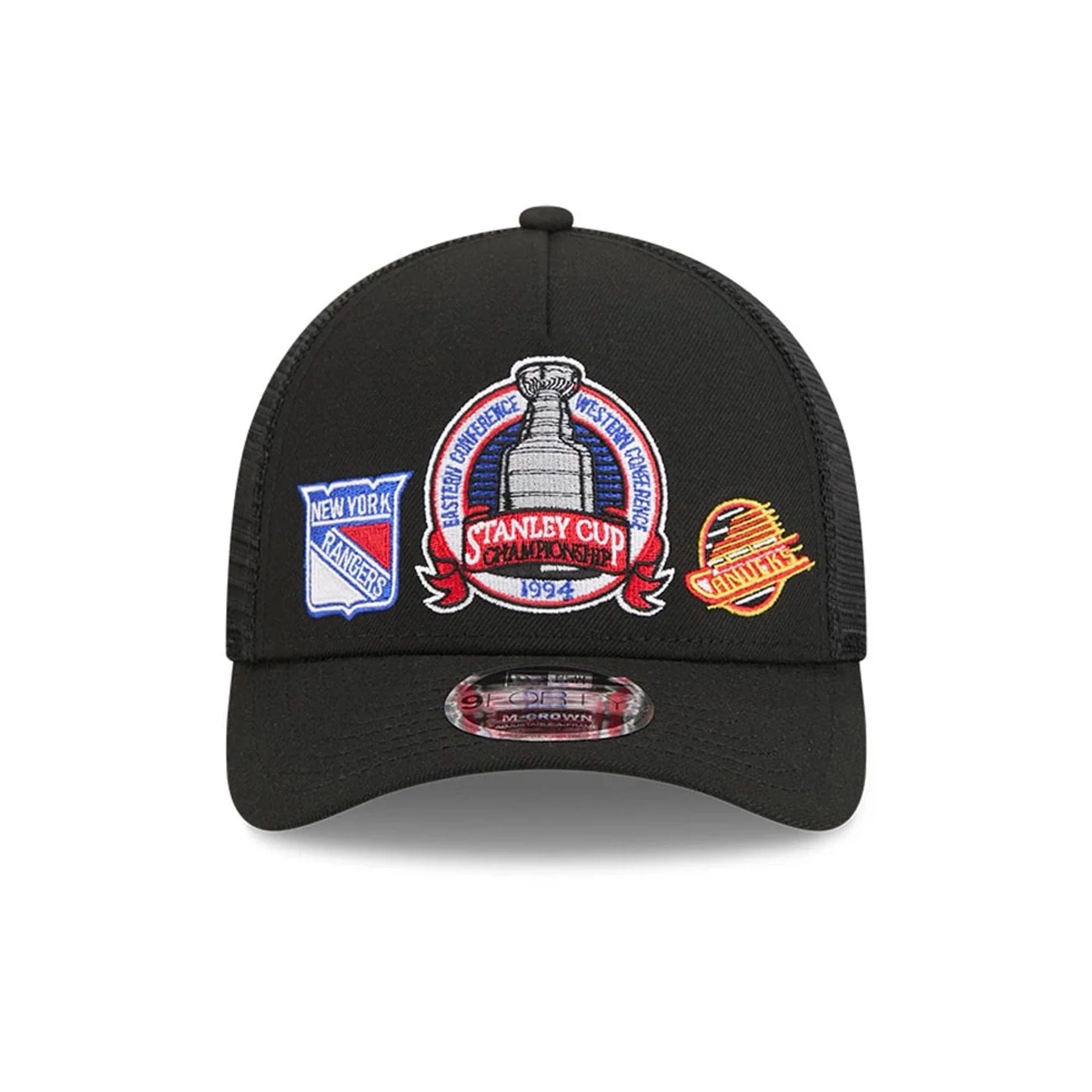 Rangers NHL Stanley Cup Black 9FORTY M-Crown A-Frame Trucker Adjustable Cap - Image 3