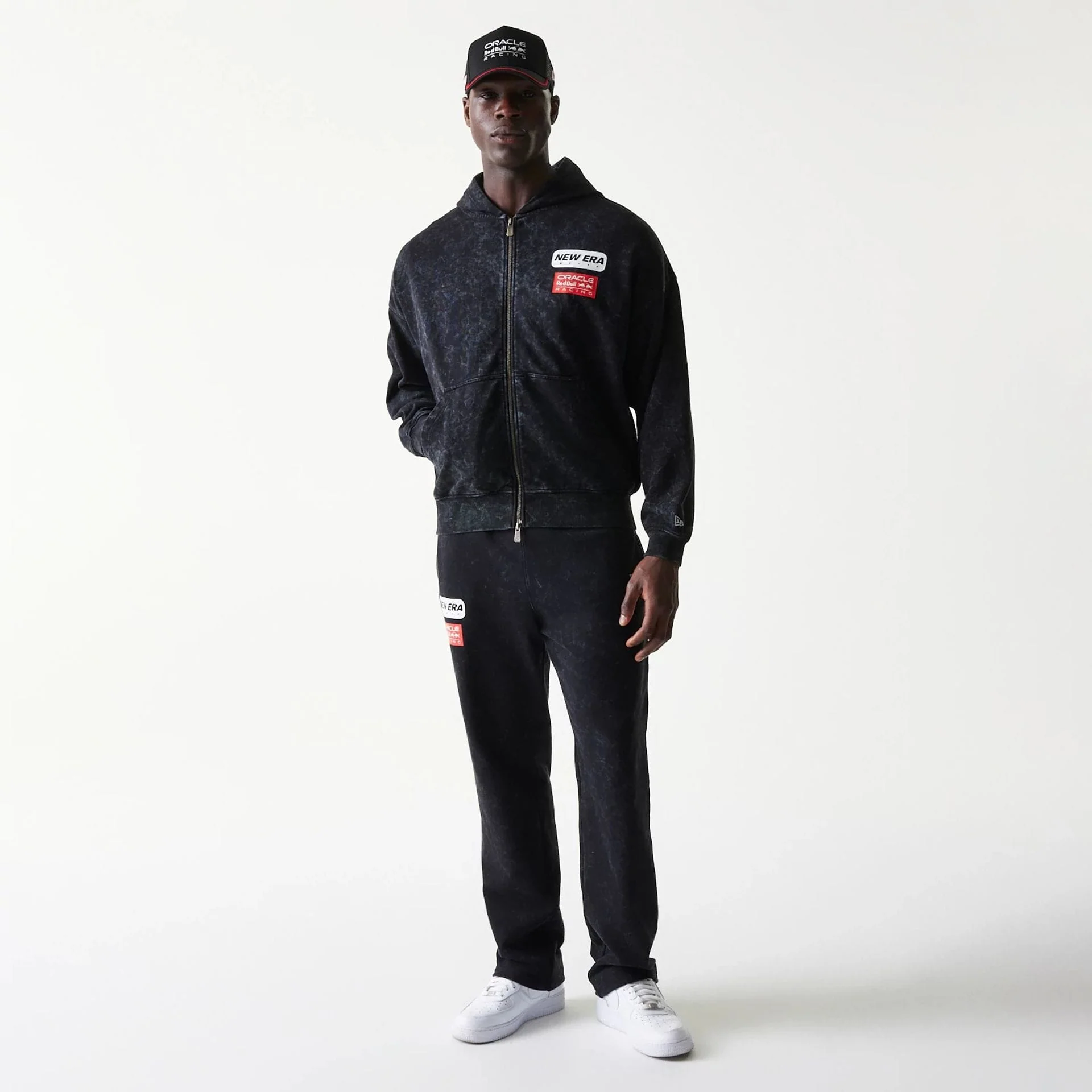 Red Bull Racing Dropped Shoulder Black Dropped Shoulder Full Zip Hoodie - Image 8