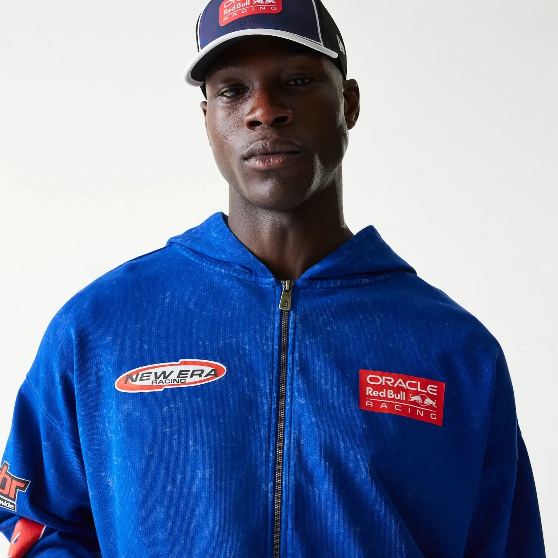 Red Bull Racing Graphic Blue Dropped Shoulder Full Zip Hoodie - Image 4