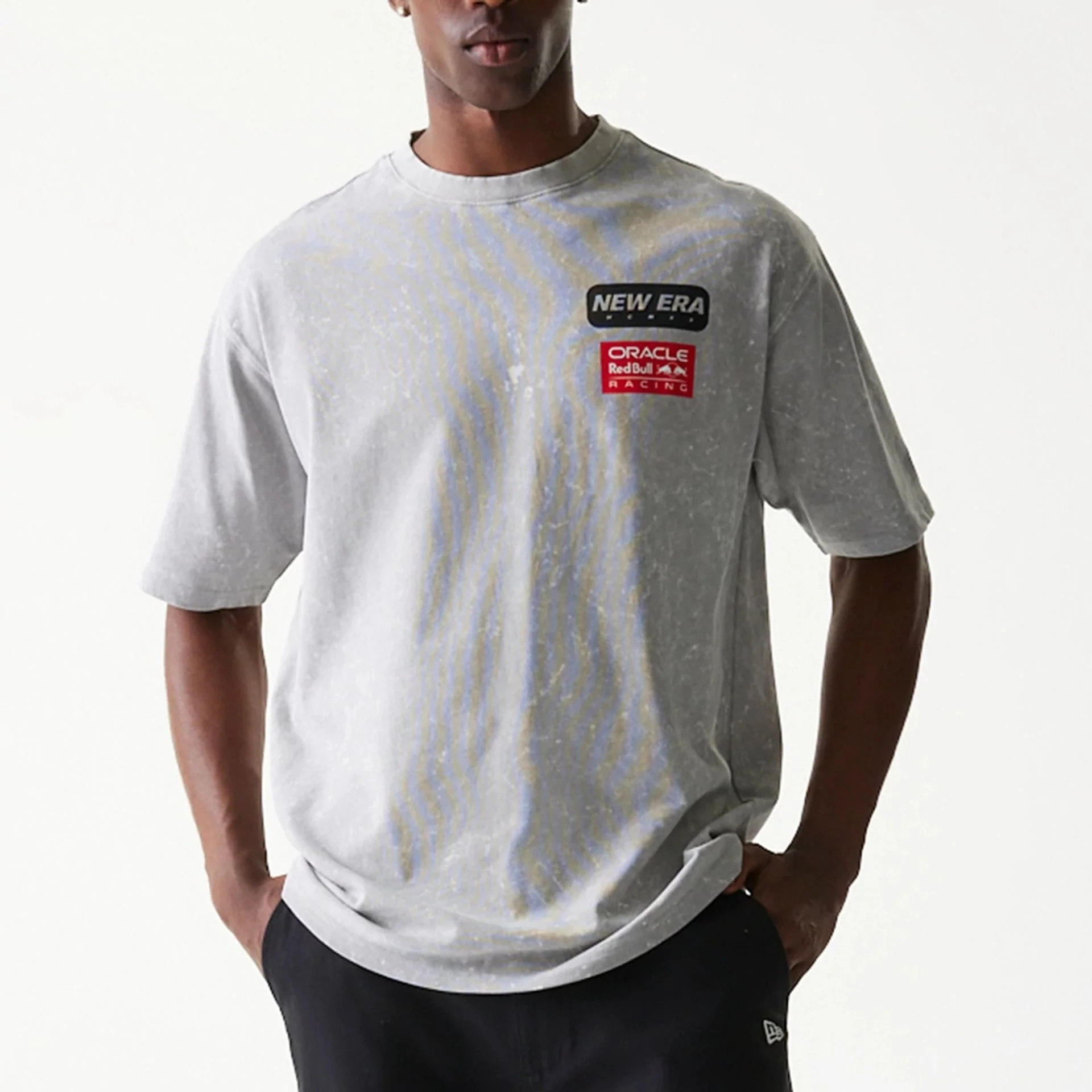 Red Bull Racing Linear Graphic Grey Oversized T-Shirt - Image 3