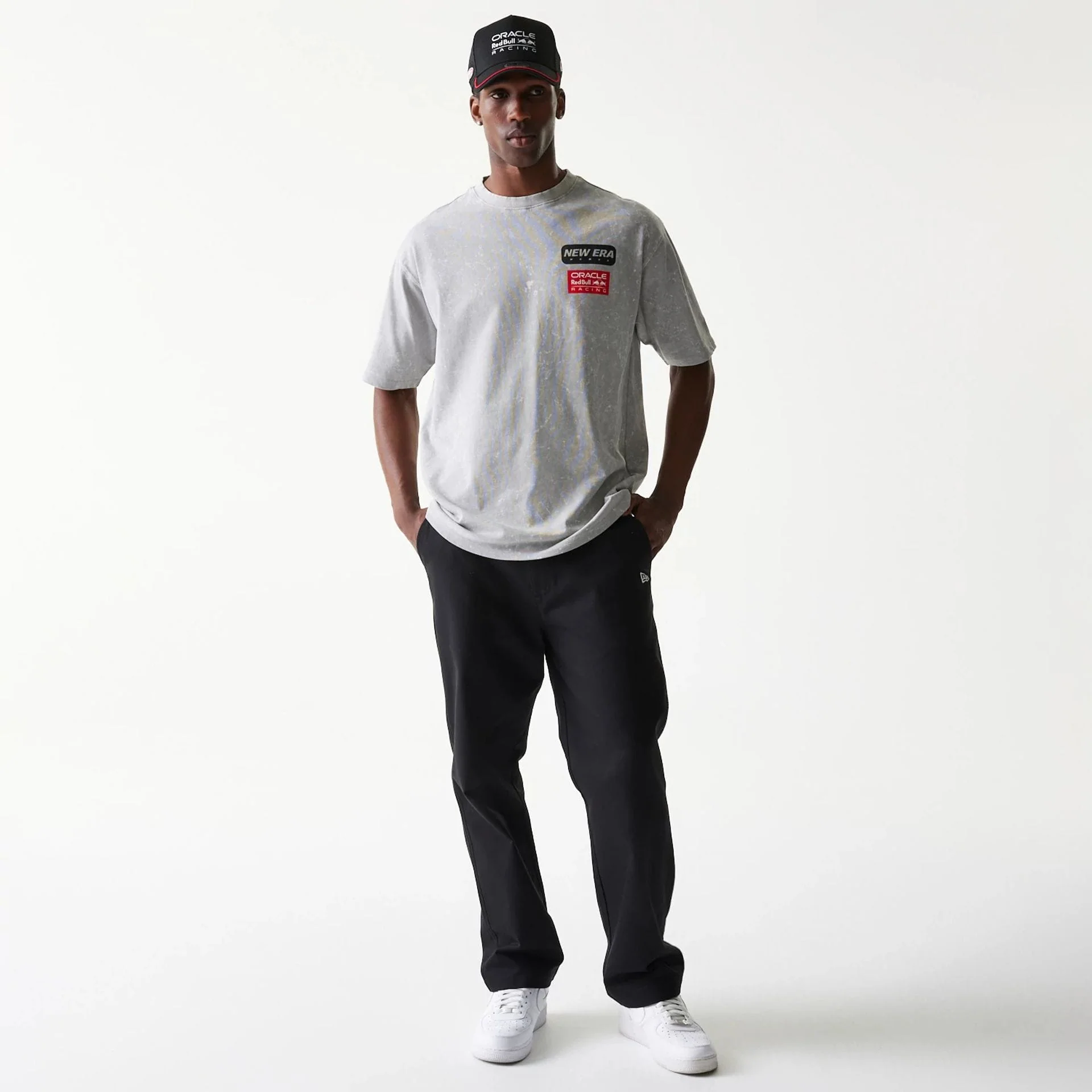 Red Bull Racing Linear Graphic Grey Oversized T-Shirt - Image 8