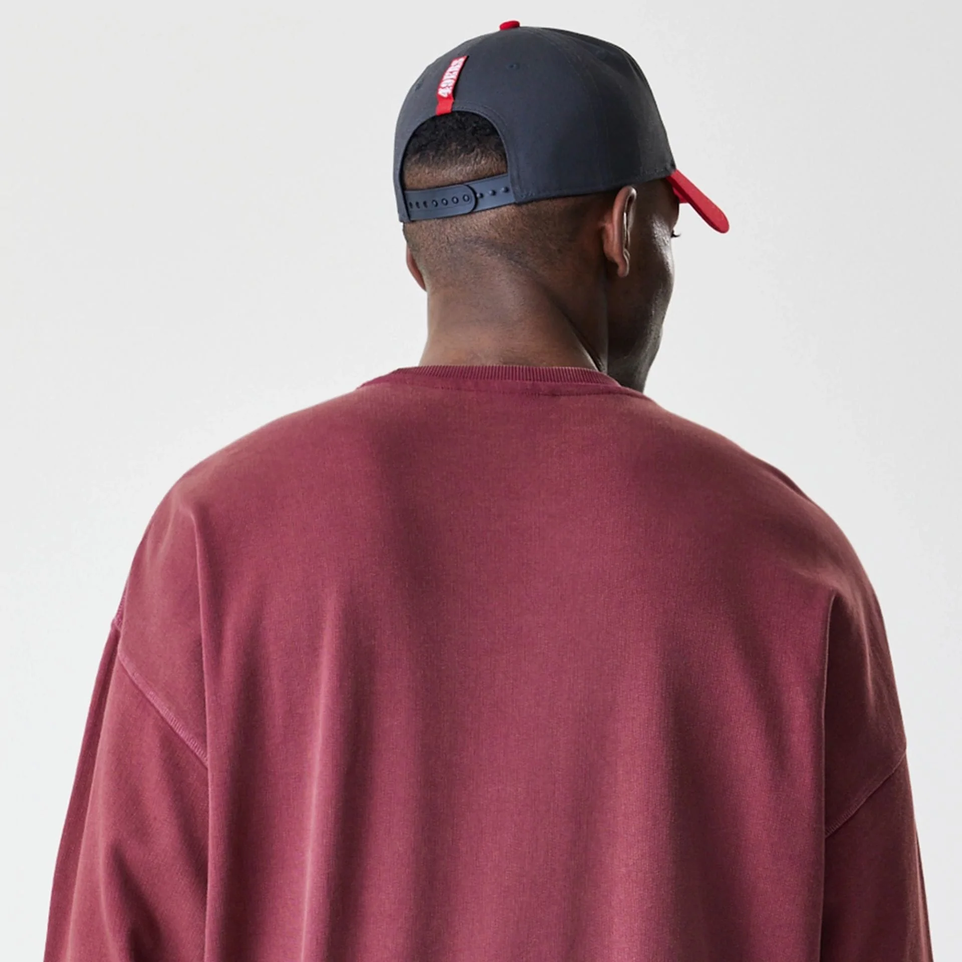 San Francisco 49ers NFL Washed Boxy Dark Red Oversized Crew Neck Sweater - Image 7