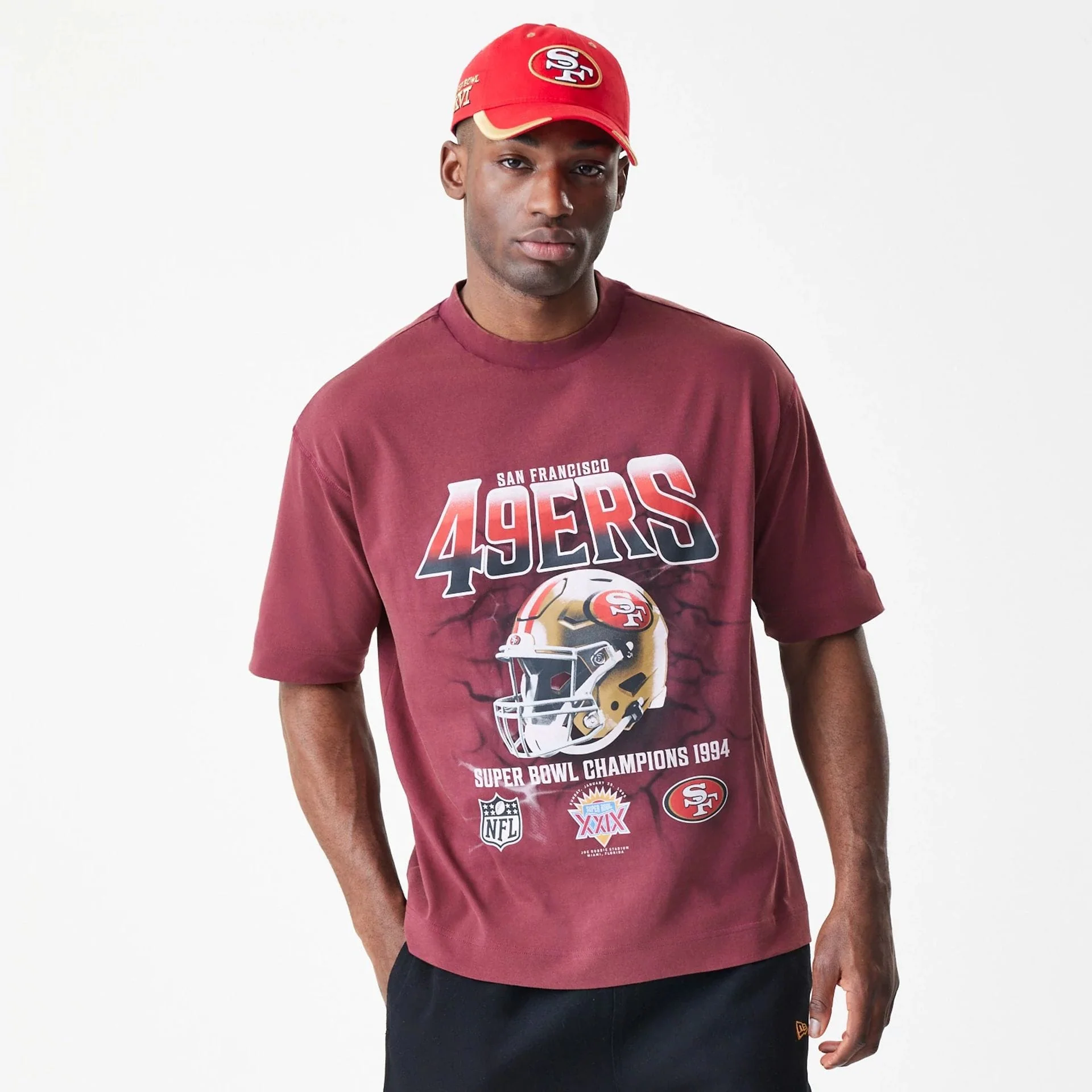 San Francisco 49ers NFL Washed Boxy Dark Red Oversized T-Shirt - Image 3
