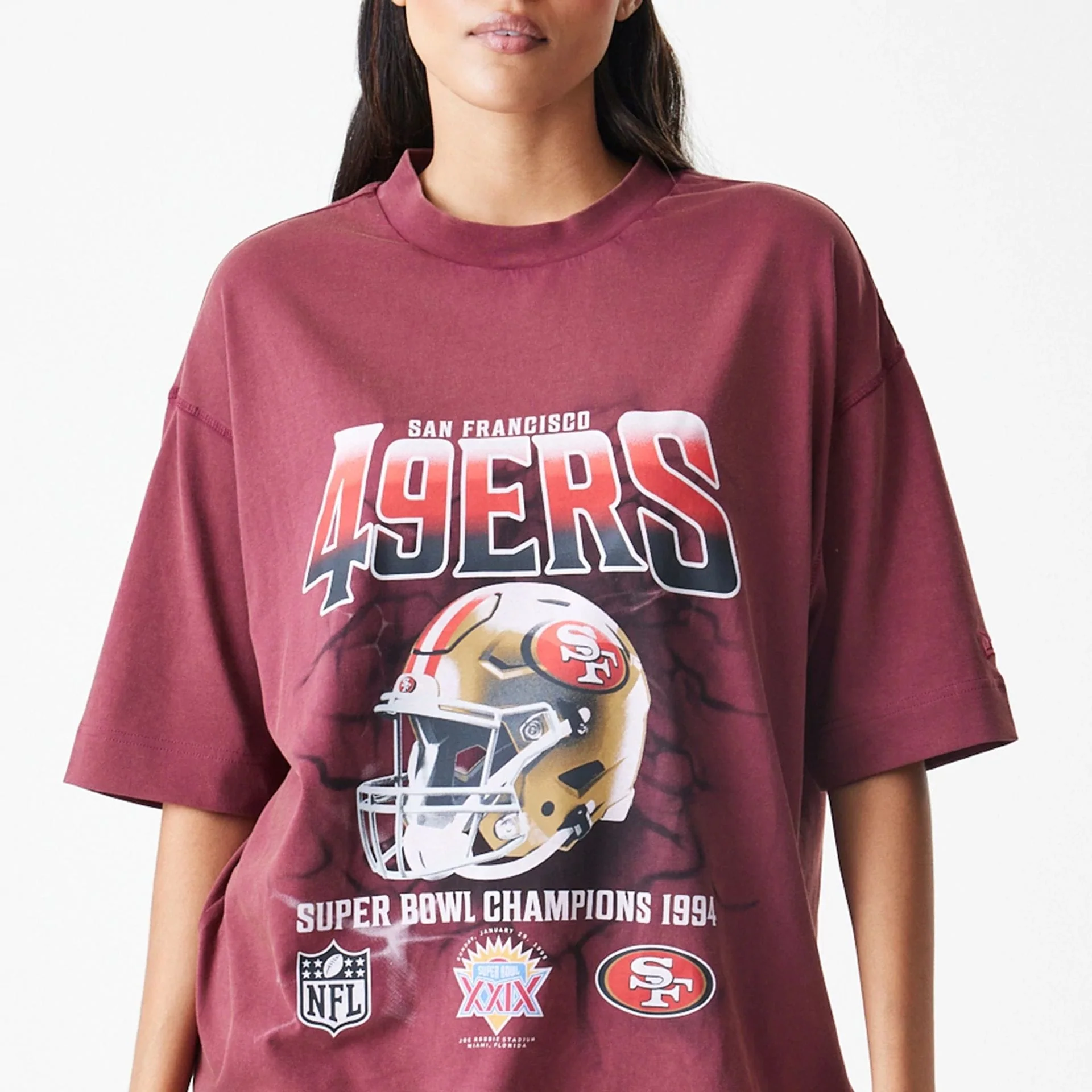 San Francisco 49ers NFL Washed Boxy Dark Red Oversized T-Shirt - Image 6