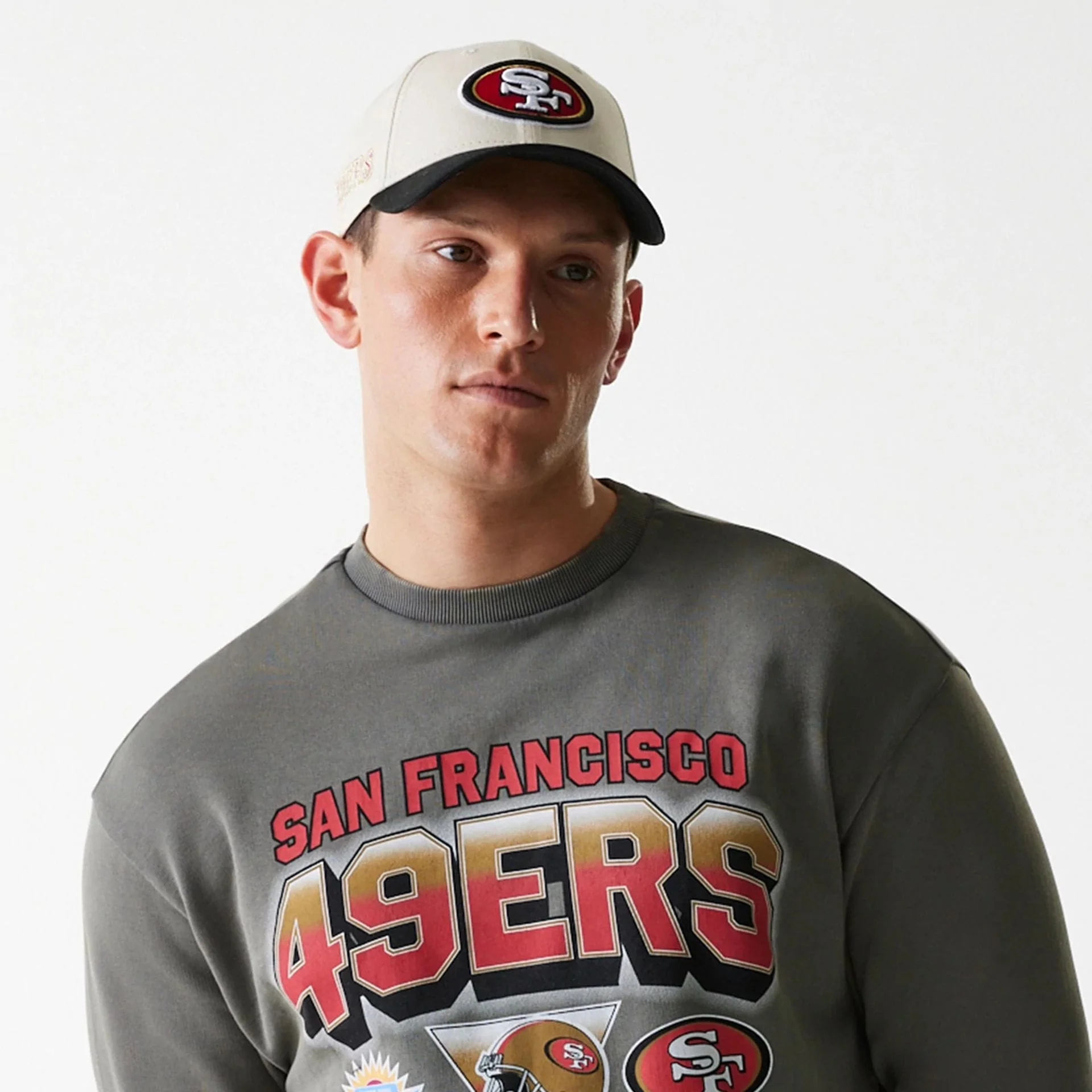 San Francisco 49ers NFL Washed Super Bowl Grey Oversized Crew Neck Sweater - Image 6