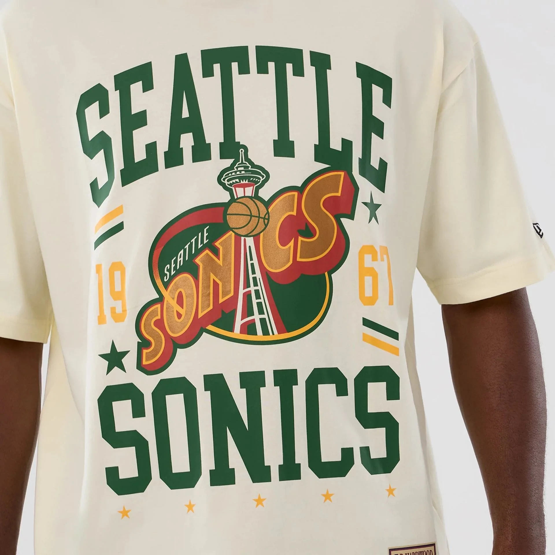 Seattle Supersonics NBA Hardwood Classic Cream T-Shirt - Image 3